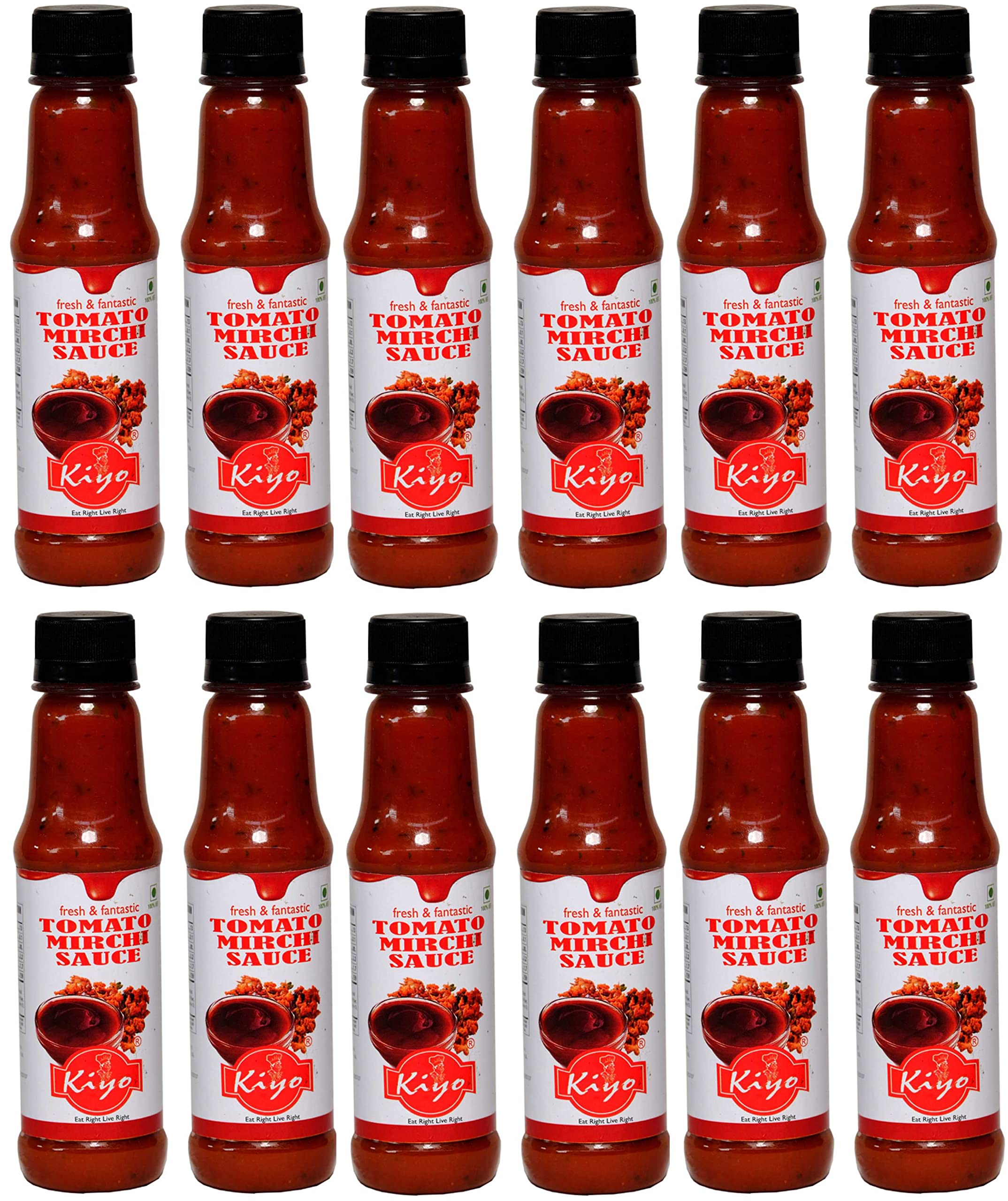 Fresh Tomato Mirchi Sauce || 100% Natural & Vegan Ingredients || No Added Flavours & Colours || Enjoy It with Noodles, Pizza, Burger & Pasta in Fresh Pantry || 210 gm Each (Pack of 12)