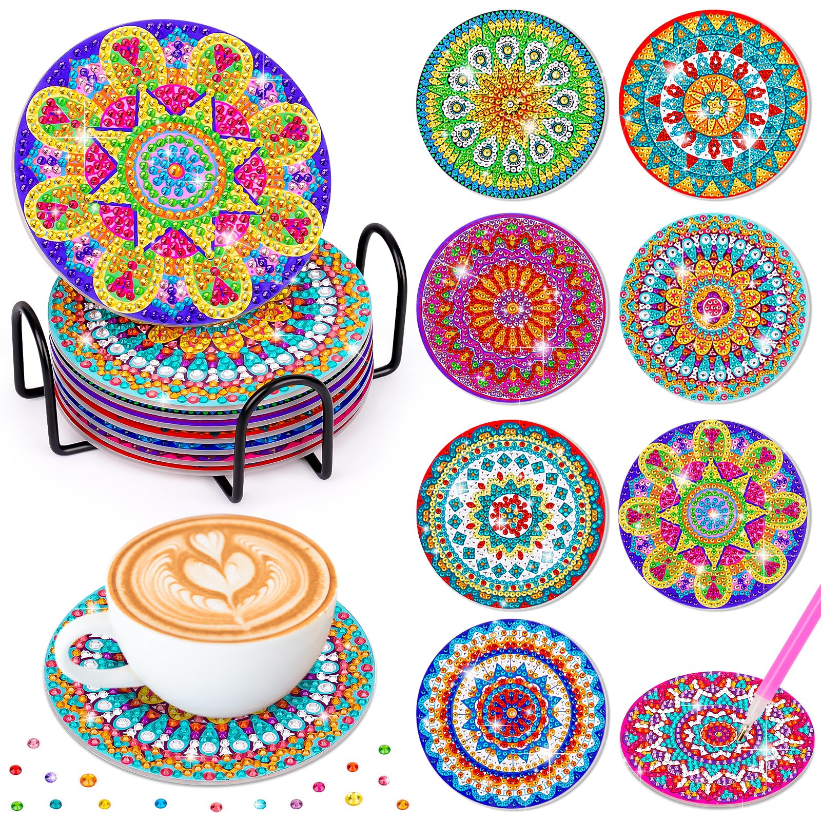 Tateangnik Bastelset für Mädchen 7 8 9 10 11 Jahre Diamond Painting Kinder Blumen Untersetzer Bastelset Mädchen Geschenk 10-9-8 Jahre