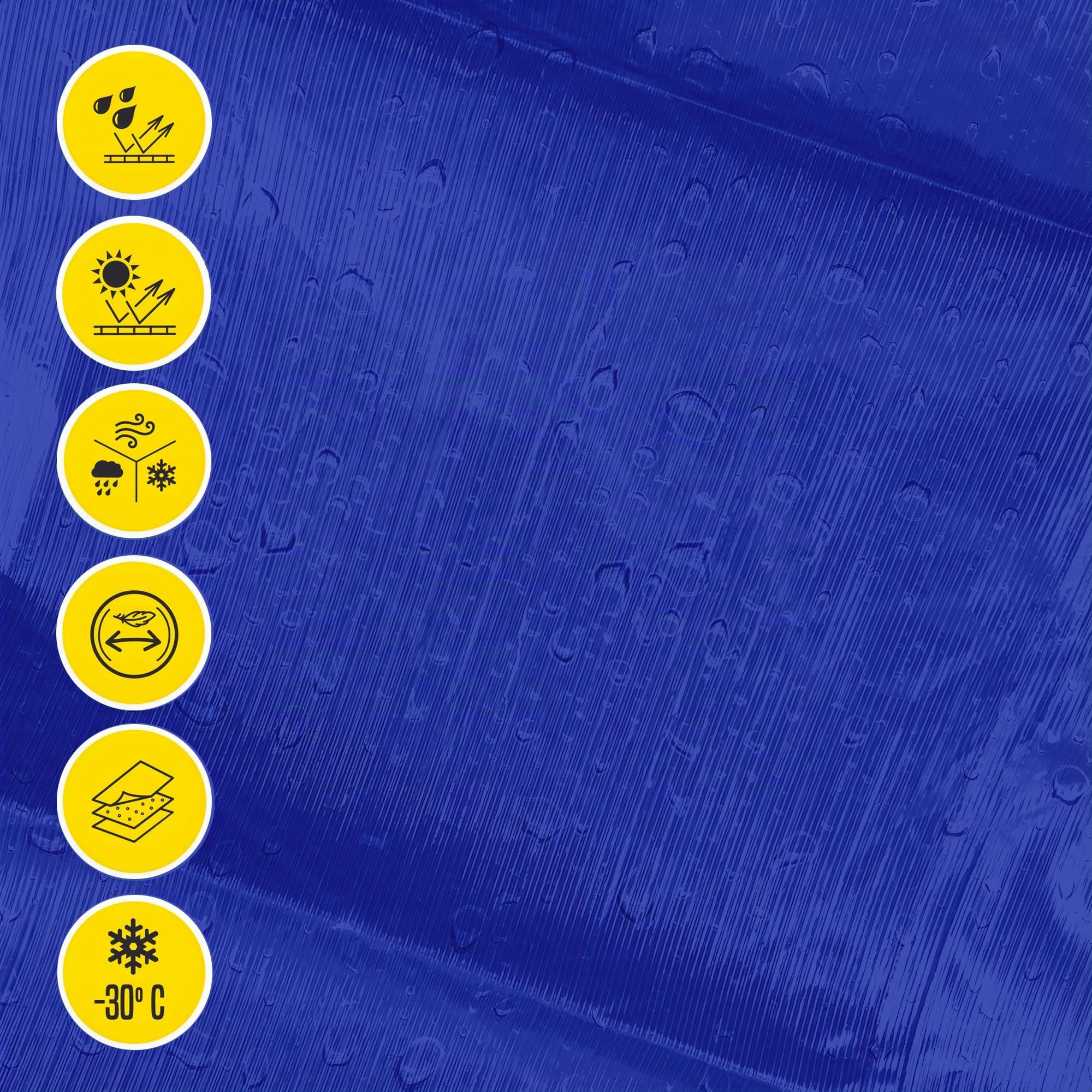 Bâche imperméable pour l'extérieur - 3x4m - 70 g/m2 - Trous soudés renforcés - Polyéthylène laminé croisé 3 Couches - Bleu - Protection Totale - Extra Forte - Bikain
