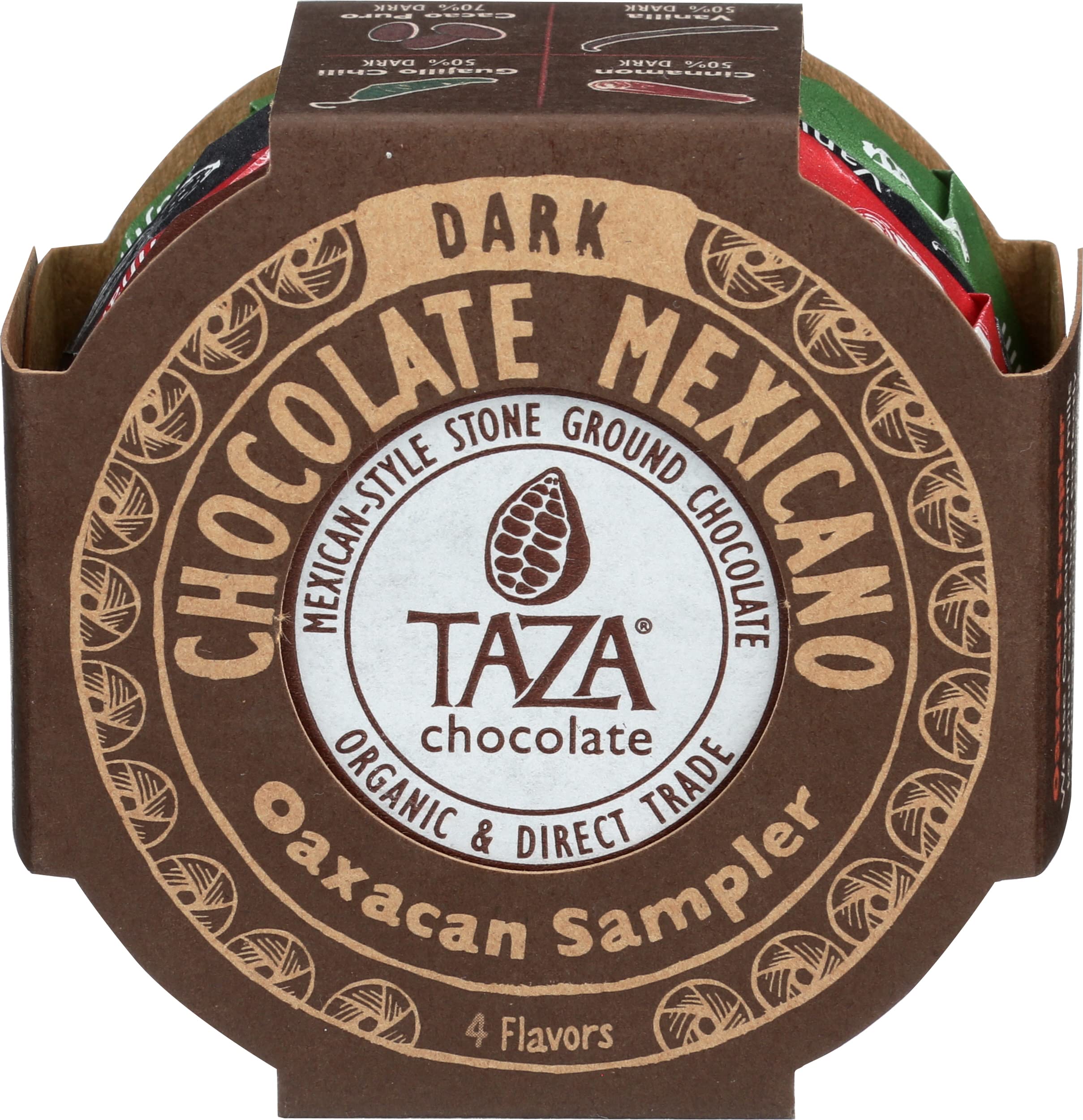 Taza Chocolate Organic Mexicano Disc Stone Ground, Oaxacan Variety Pack, 1.35 Ounce (4 Count), Vegan