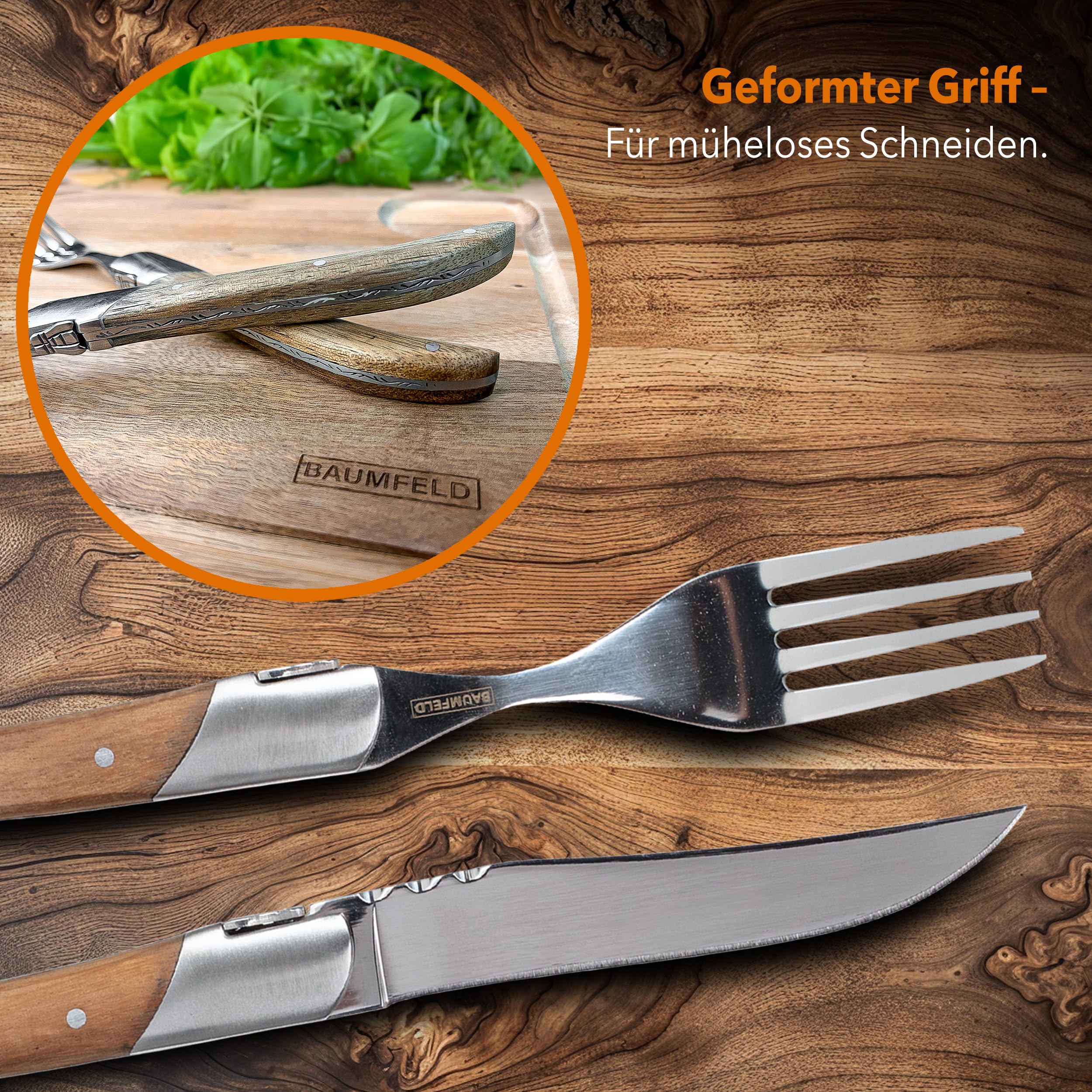 Steak- & Pizza-Messer-Set im Laguiole-Stil | Edelstahlklingen, ergonomisch, rostfrei, wählbar als 4-, 8- oder 12-teiliges Set (4, teilig)