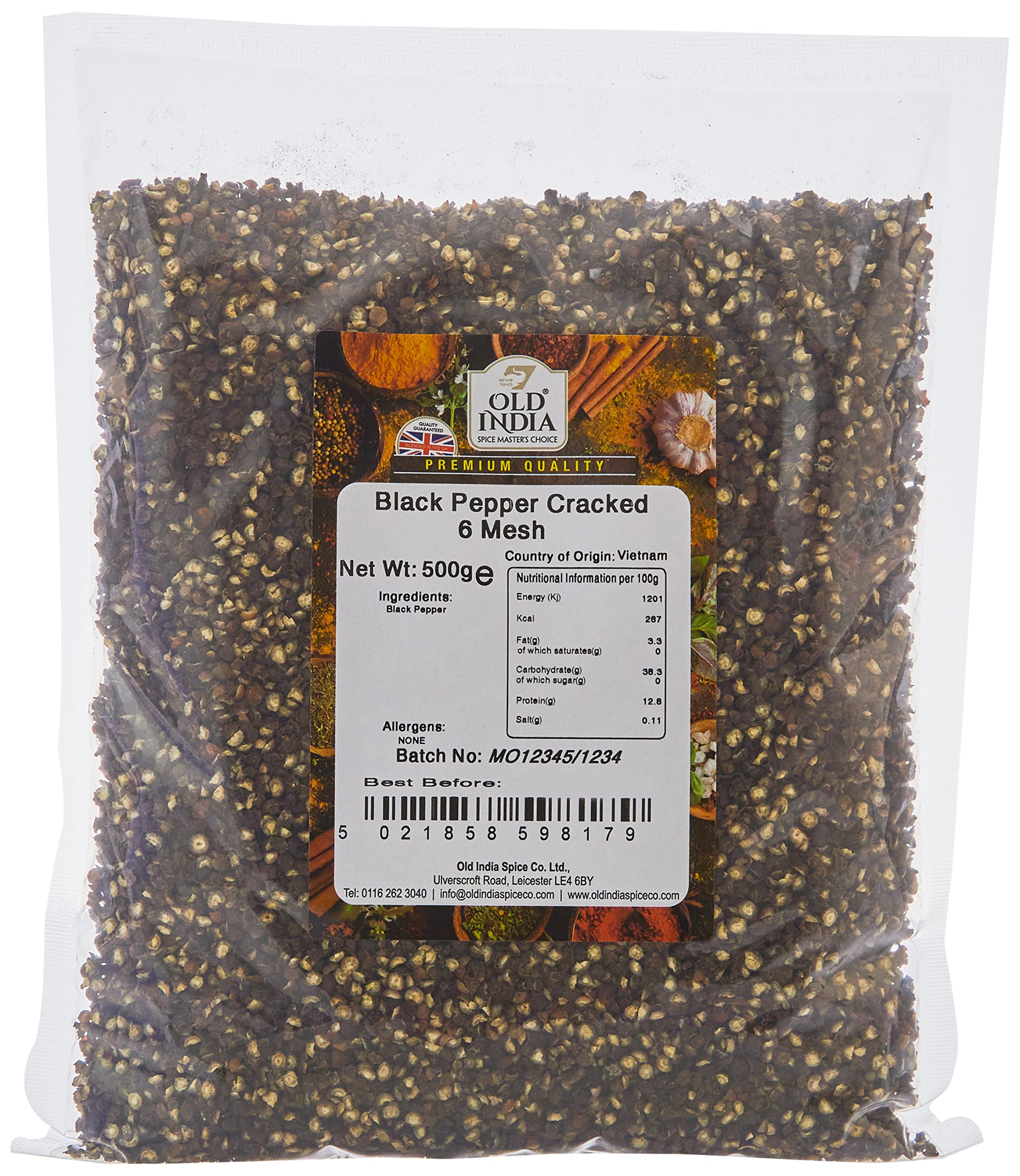 Old India Black Pepper Cracked 6 Mesh 500g