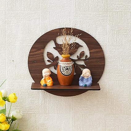 eCraftIndia Birds On a Tree Branch Cut Out Wooden Wall Shelf