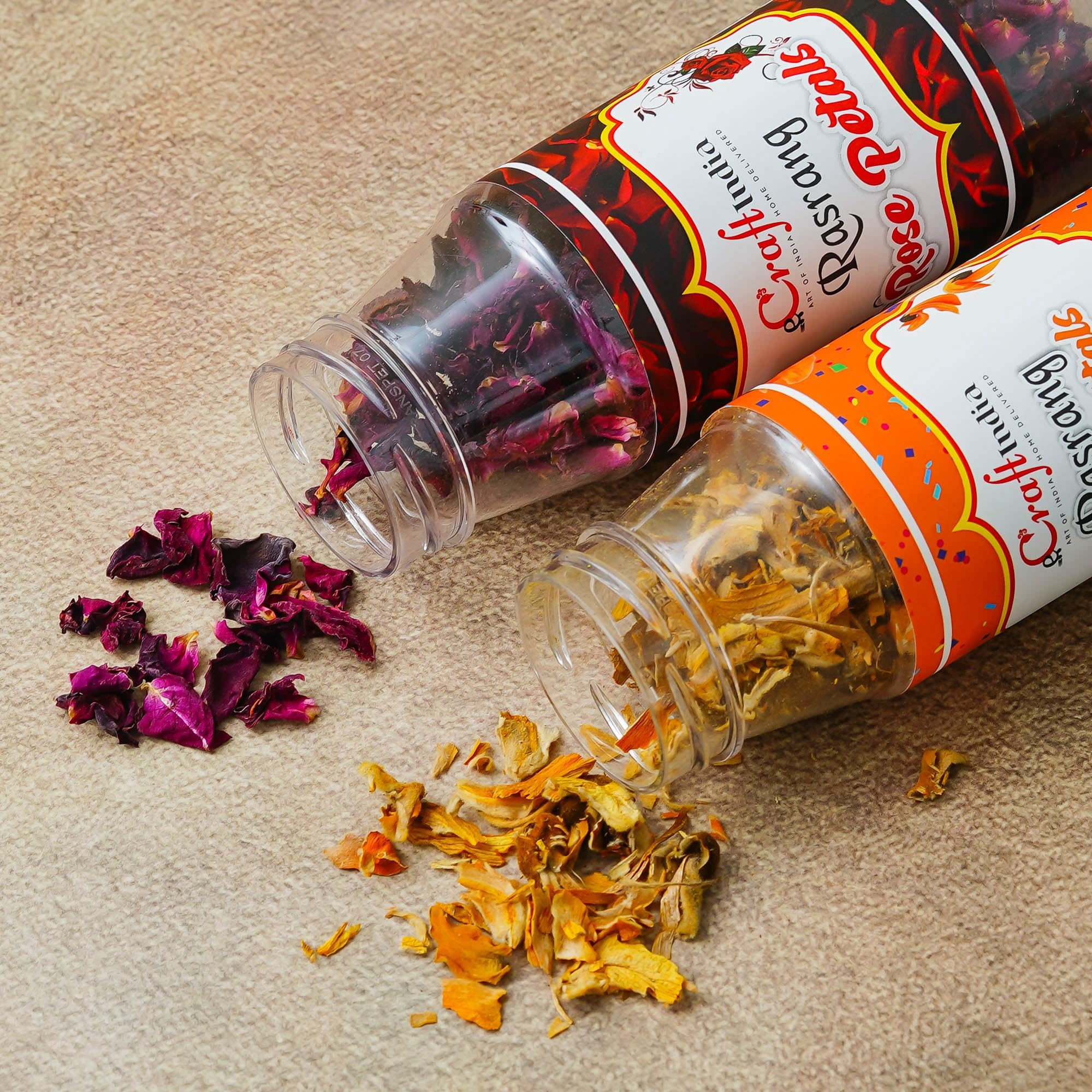 eCraftIndia Sun Dried Rose Petals, Tesu Flowers Petals (Pack of 2) | Butea Monosperma Dhak Palash Petals | Dry Rose Petals | Gulab Patti | Rose Petals Dried for Holi | Holi Decoration Items