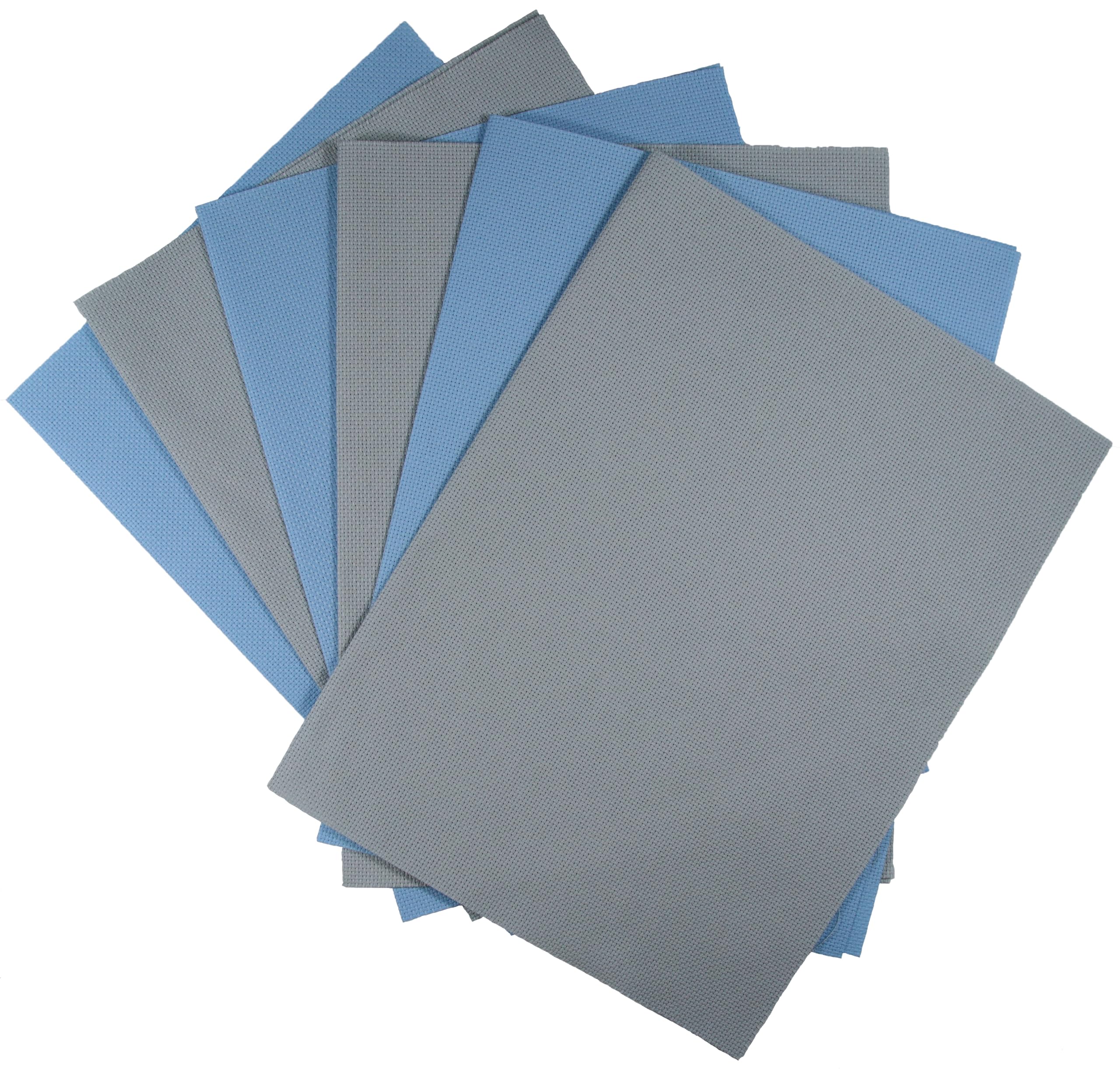 KCS 4/6 pc of 12" x 18" (30cmx45cm)16CT Counted Cotton Aida Cloth Cross Stitch Fabric (6 pc, Sea Foam+Light Blue) โ image 1