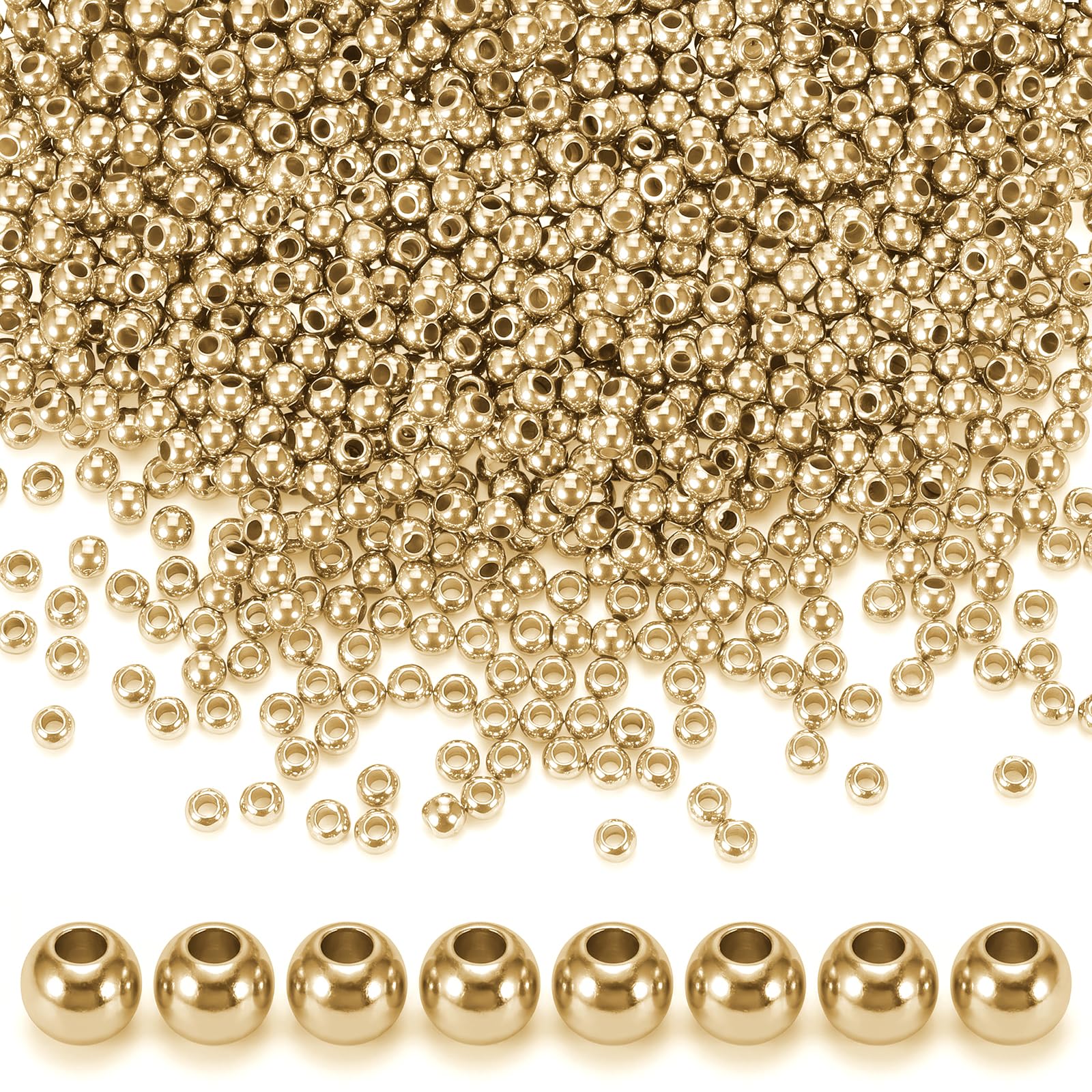 SULIKJHUI 3000 Pcs 3mm Beads, Spacer Beads for Jewelry Making