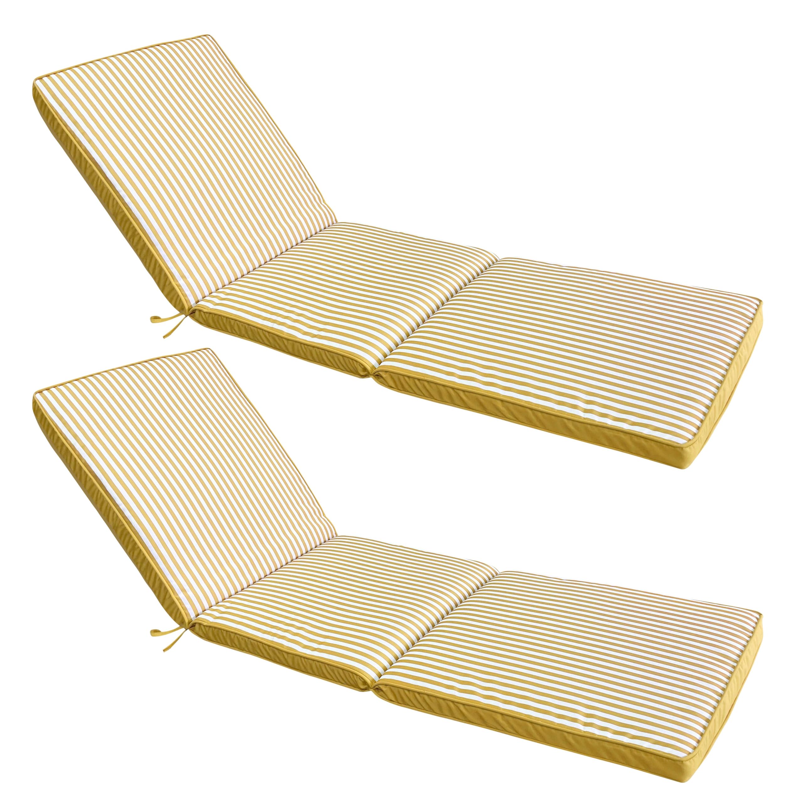 Oviala Lot de 2 Coussins pour Bain de Soleil 186 x 53 cm Polyester Jaune