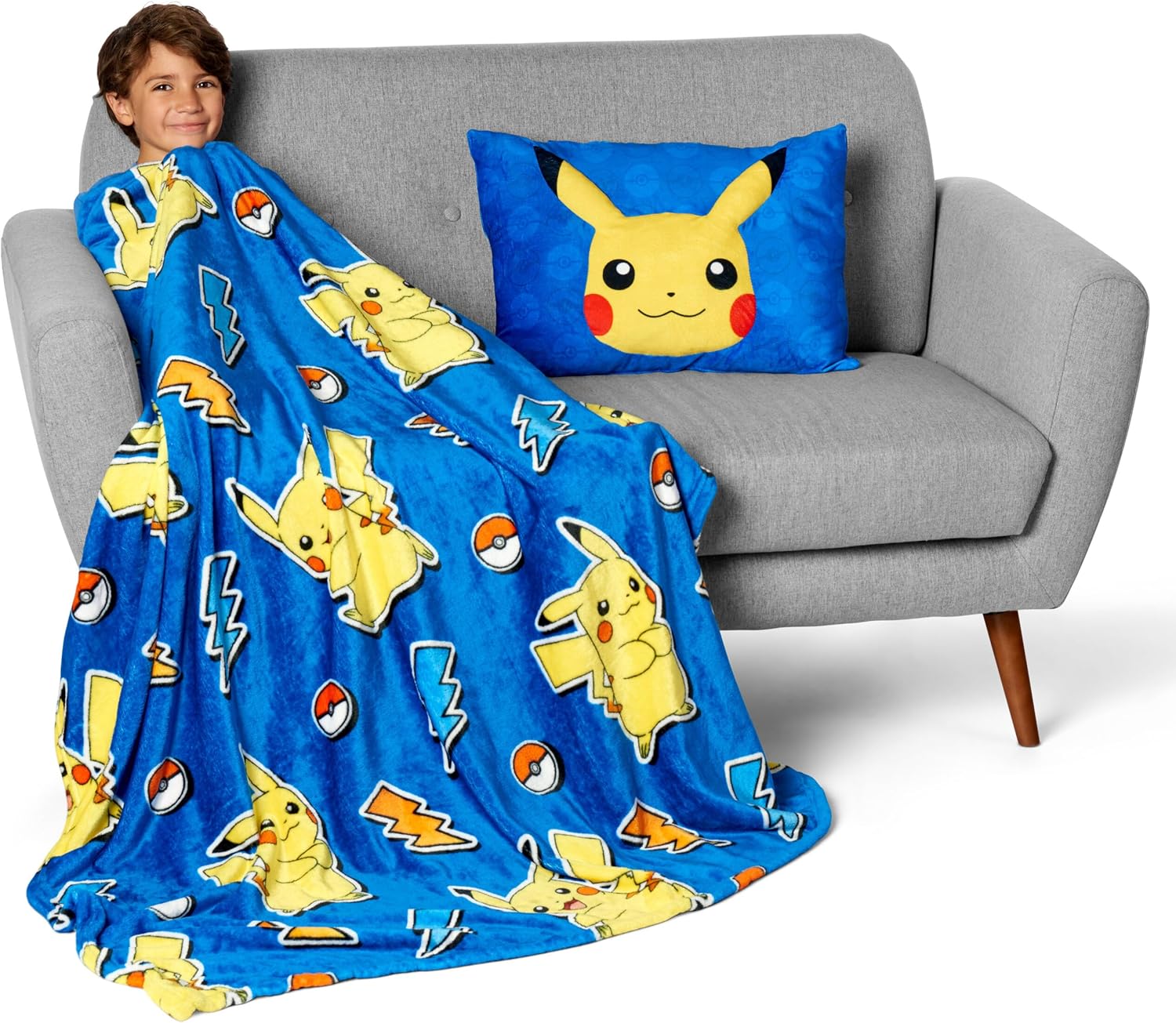 Northwest Pokémon Pika Pika Pikachu Plush Blanket 50" x 60" with 3D Plush Pocket Pillow 14" x 20" - Soft Pokemon Gifts for Boys and Girls- Comfy and Cozy Blanket Set - Image 5