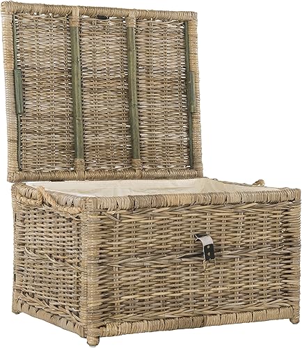 Miniatura 4 de happimess HPM9001C Caden - Maletero de mimbre de 30 pulgadas, plegable para almacenamiento plano, gris ratán-Kubusoft, costero para oficina,