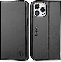 Vista 1 de SHIELDON Funda para iPhone 13 Pro 5G, funda de piel auténtica tipo cartera con bloqueo RFID, tarjetero de crédito, soporte magnético a prueba