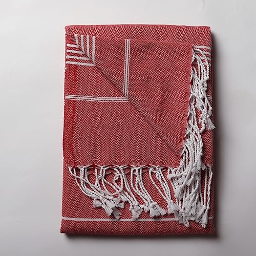 Miniatura 3 de PÜSKÜL - Toallas de playa turcas de gran tamaño, sin arena, 100% algodón, 39 x 70 pulgadas, 1 pieza (rojo)