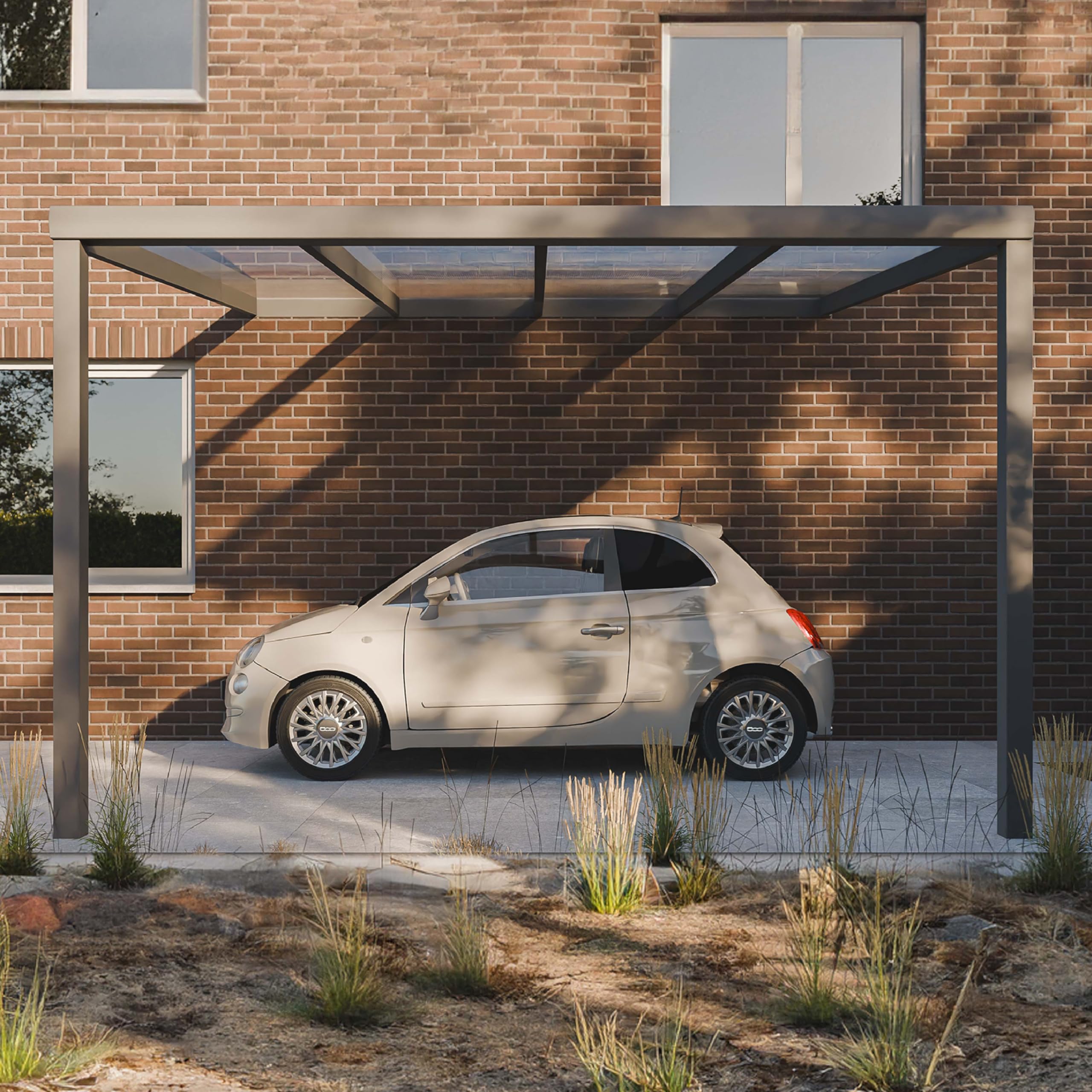 Pratt & Söhne Carport aus Aluminium 406 x 357 x 285 cm - Autoüberdachung inkl. Hohlkammerplatten - Garage Unterstand Terrassenüberdachung - Pergola Veranda - Anthrazit