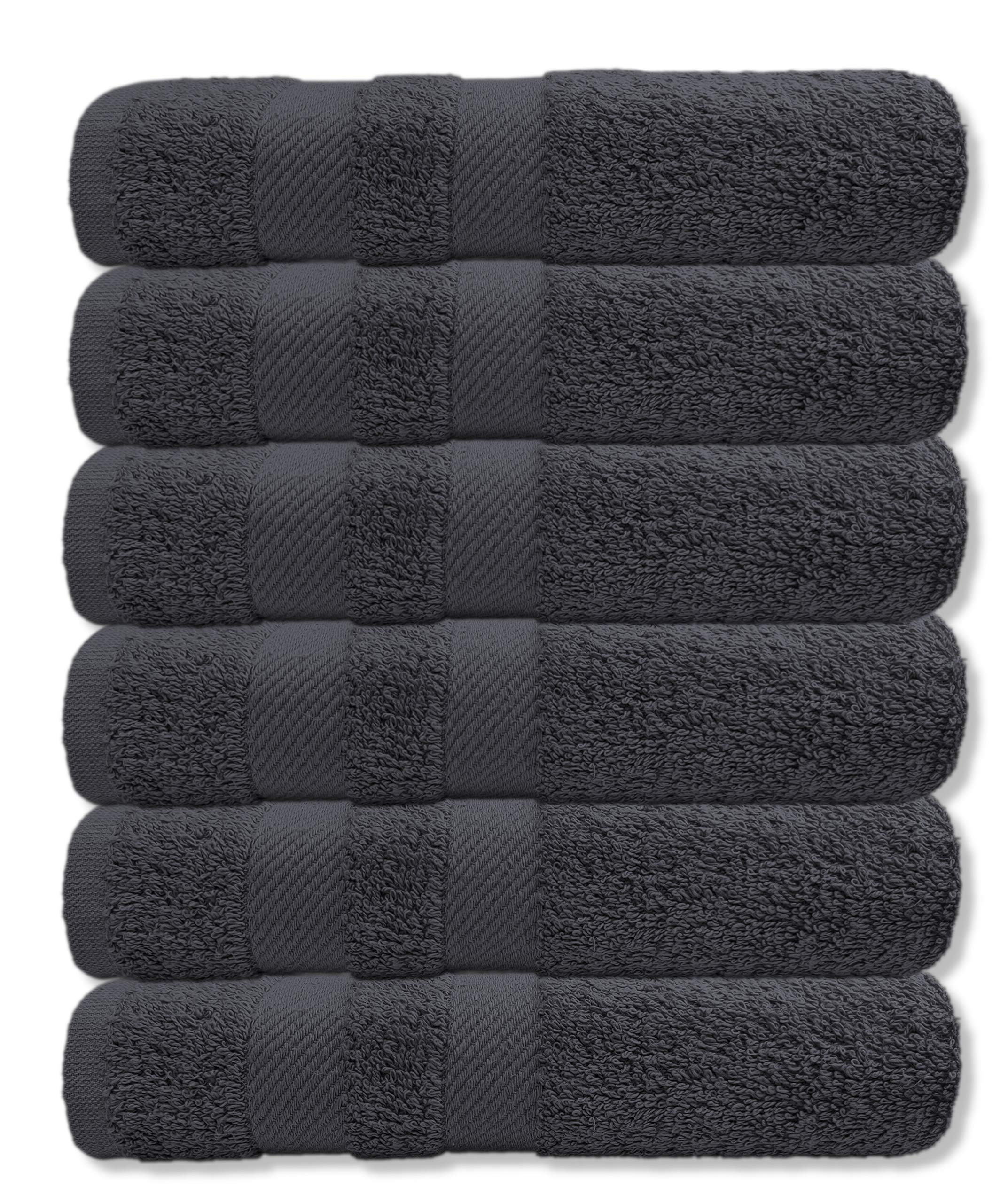 A & B TRADERS Cotton Hand Towels 600 GSM Soft Thick Easycare Multipurpose Daily Use bathroom Gym Spa Salon Sports Towels (Grey, 6)