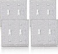 Vista 12 de 4 piezas de diamantes de imitación de imitación de madera de grano de pared cubierta de interruptor de luz de palanca, cubierta decorativa duradera