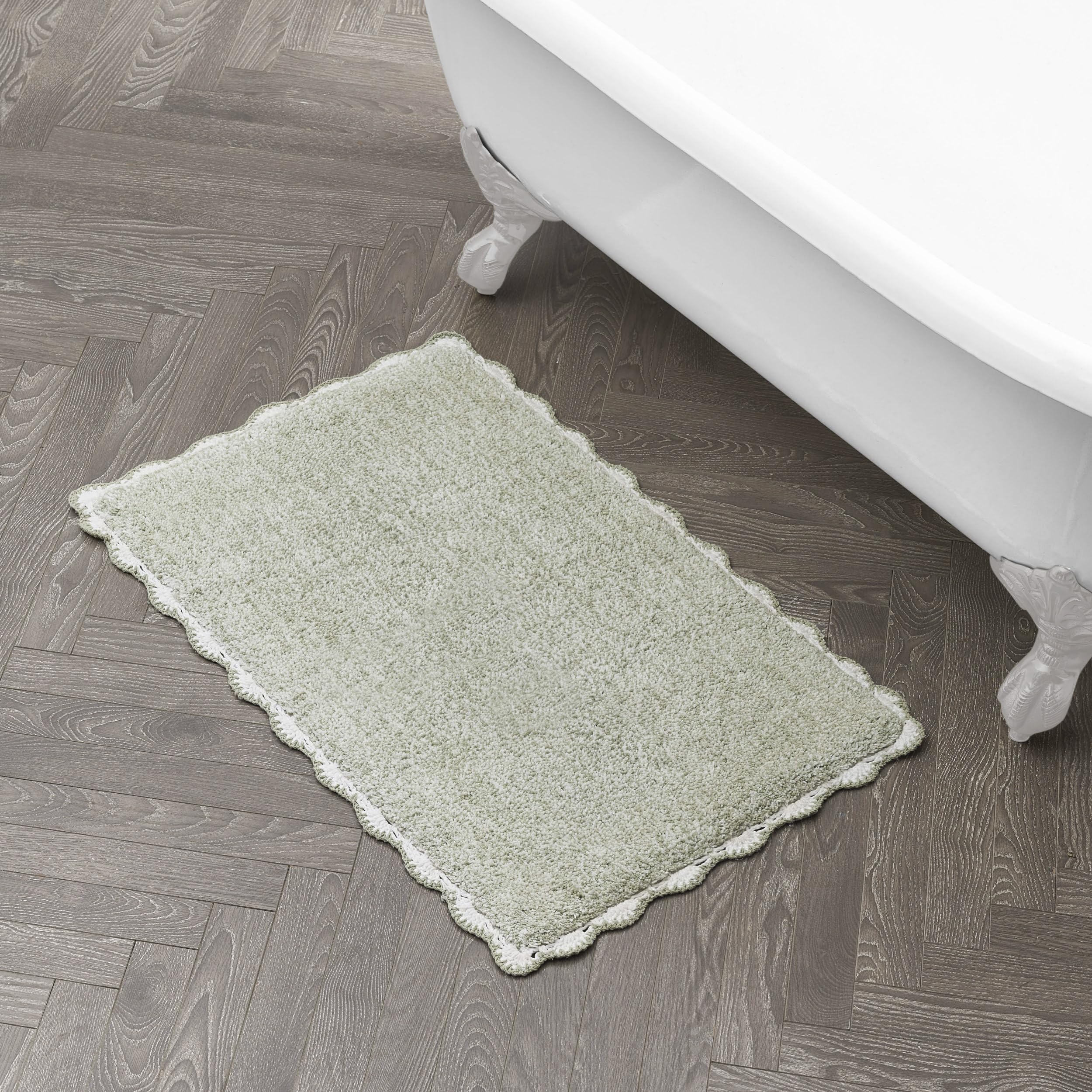 Tapis de bain Laura Ashley 100% coton vert sauge de qualité supérieure