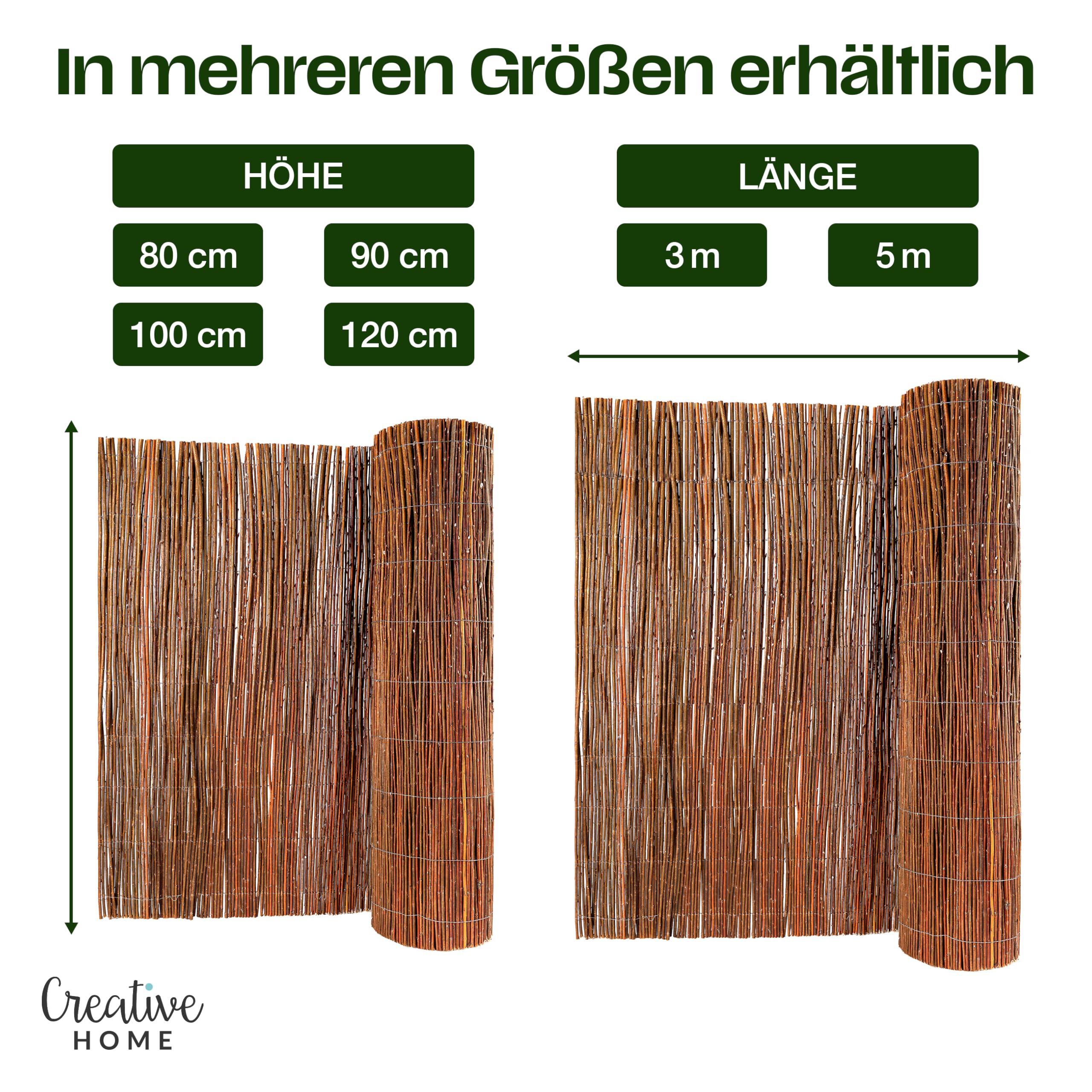 Creative Home Weidenmatte Balkon Sichtschutz Weide 80 x 500 cm (H x L)