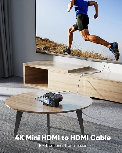 Miniatura 5 de Highwings Cable Mini HDMI a HDMI de 10 pies, paquete de 2 (4K 60Hz) de alta velocidad HDMI a Mini HDMI macho bidireccional 2.0, para HDTV, tableta,