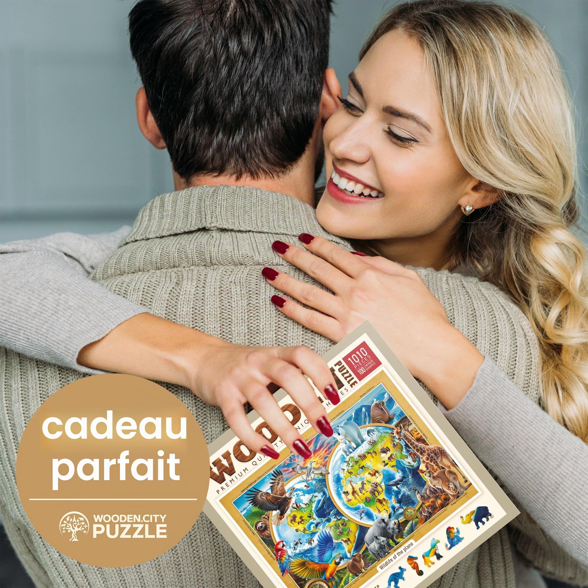 WOODEN.CITY Puzzle en bois Wildlife of THE Planet - Puzzle en bois de 1000 pièces pour adultes avec 100 formes d'animaux uniques - Puzzles en bois écologique de qualité supérieure pour adultes - 1000