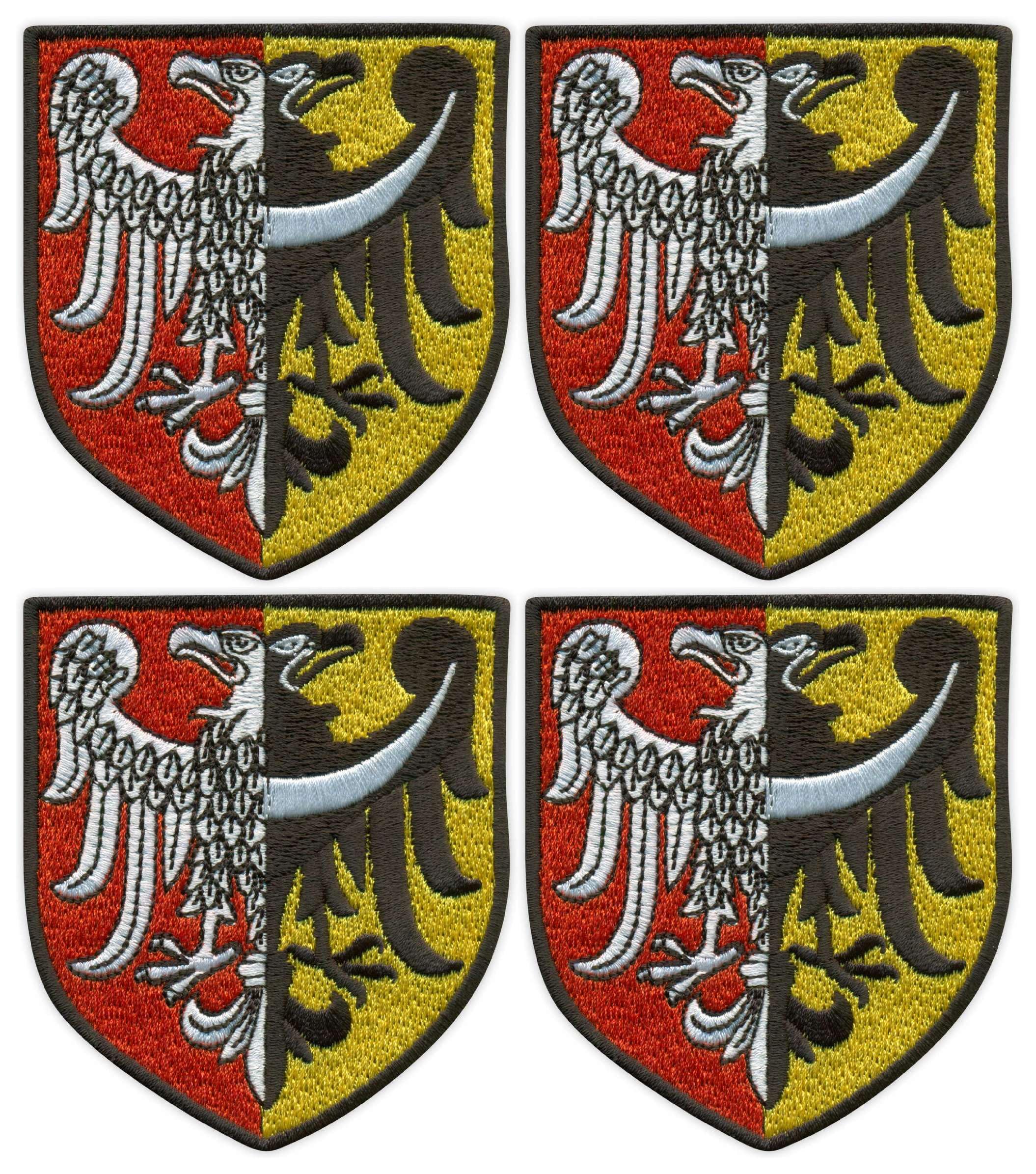 Zestaw Czterech - Patchion Herb Wrocławia Z Lat 1948-1990 - Klejona Na Gorąco - Hafciana Łatka/Odznaka/Emblemat