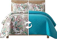 Vista 13 de Elegant Comfort Juego de colcha y cubrecama acolchada reversible de 3 piezas con fundas de almohada, costura majestuosa exquisita para todas