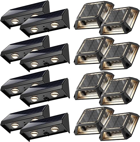 JACKYLED Luces de valla brillantes de 50 lúmenes para exteriores, impermeables y blancas cálidas, luces LED de marcador de entrada