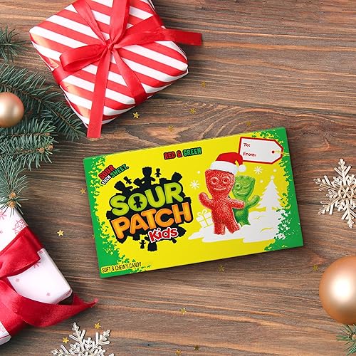 Miniatura 7 de SOUR PATCH KIDS Dulces navideños suaves y masticables rojos y verdes, 3.1 onzas