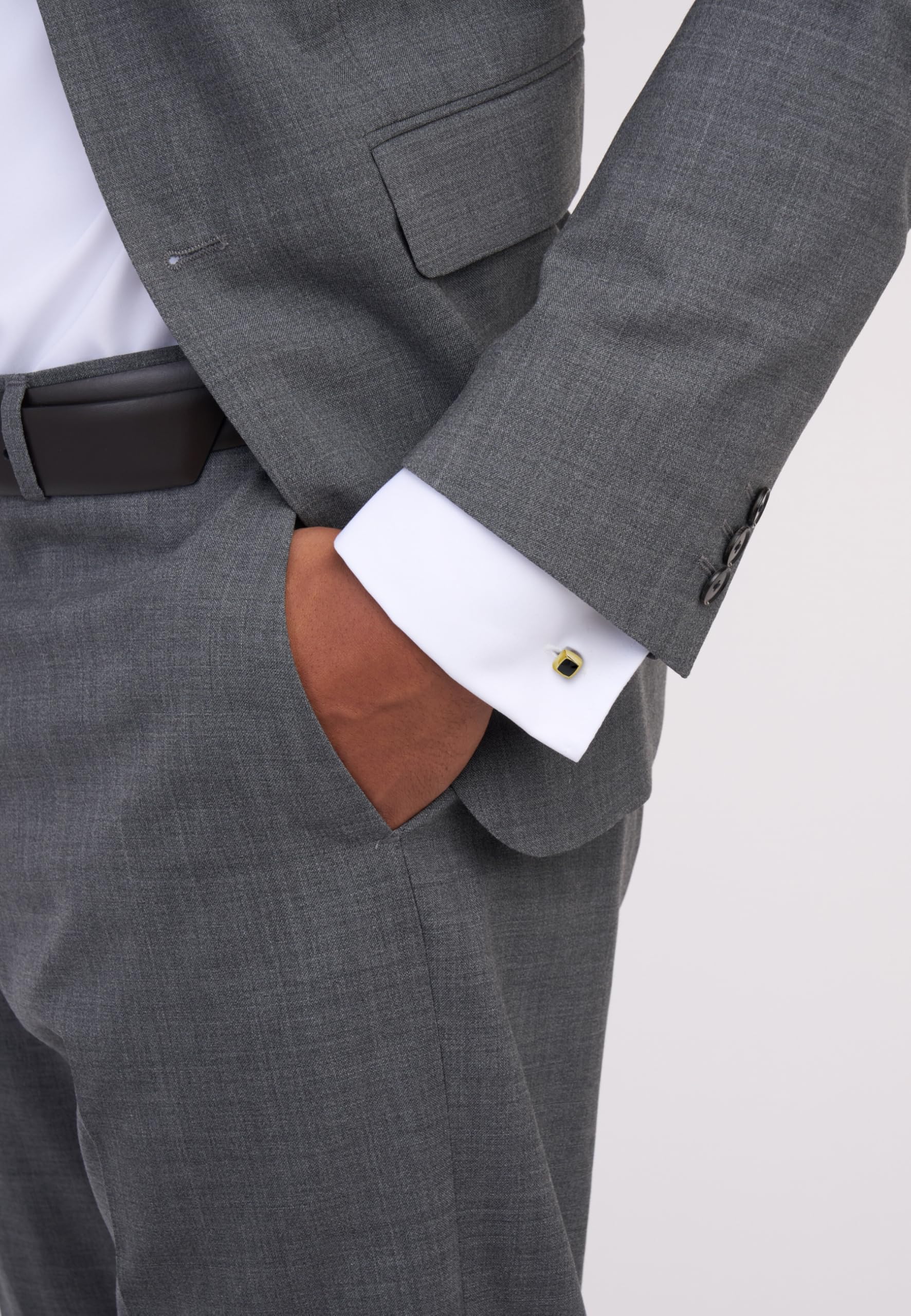 DAVIDOFF ESSENTIALS Mini Manschettenknöpfe Gold/Schwarz – vergoldete Messing Manschettenknöpfe quadratisch – stilvolle Herren Accessoires für schlichte Eleganz