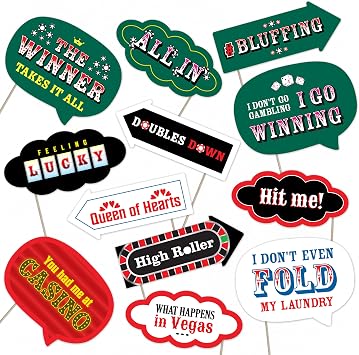 Casino Party Photo Booth Props Set Fun Las Vegas-Themed Decorations for Game Nights and Party Celebrations 12