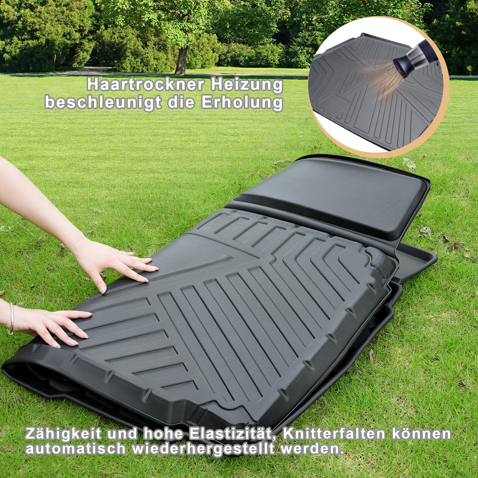 ECOZEN Wanna do bagażnika do VW Tiguan 3 2024 2025, TPE na każdą pogodę, oryginalna mata do bagażnika 3D, 3-warstwowa guma, wodoszczelna, wysokie dopasowanie, wysoka krawędź wanna do bagażnika VW