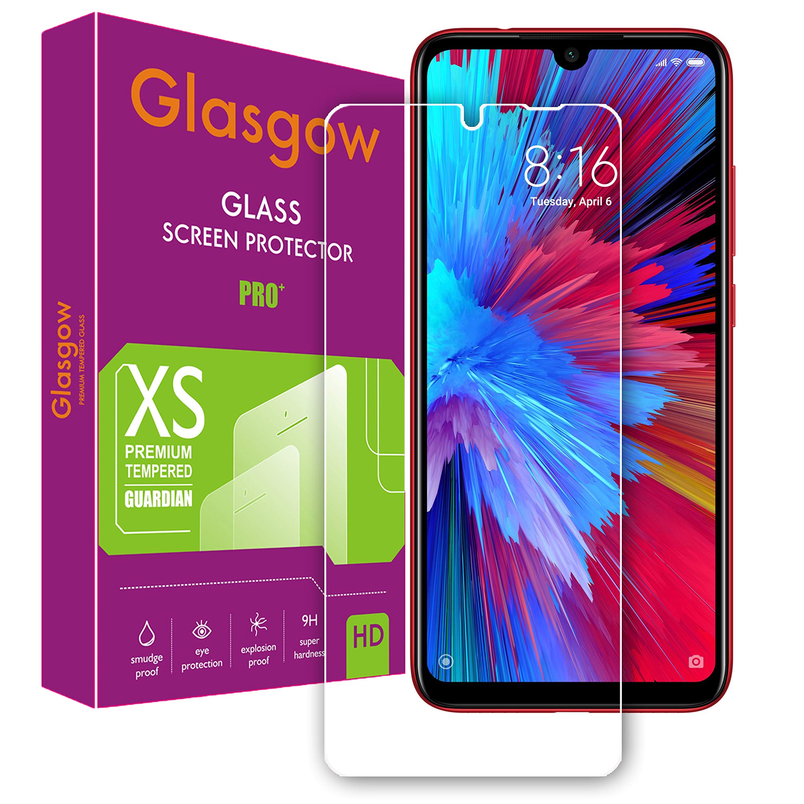 Glasgow 9H+ High Definition [HD] Tempered Glass for Mi Redmi Note 7s Screen Protection Premium Product [Curved Edges] [Gorilla] (B07Y23FTNN) Amazon Price History, Amazon Price Tracker