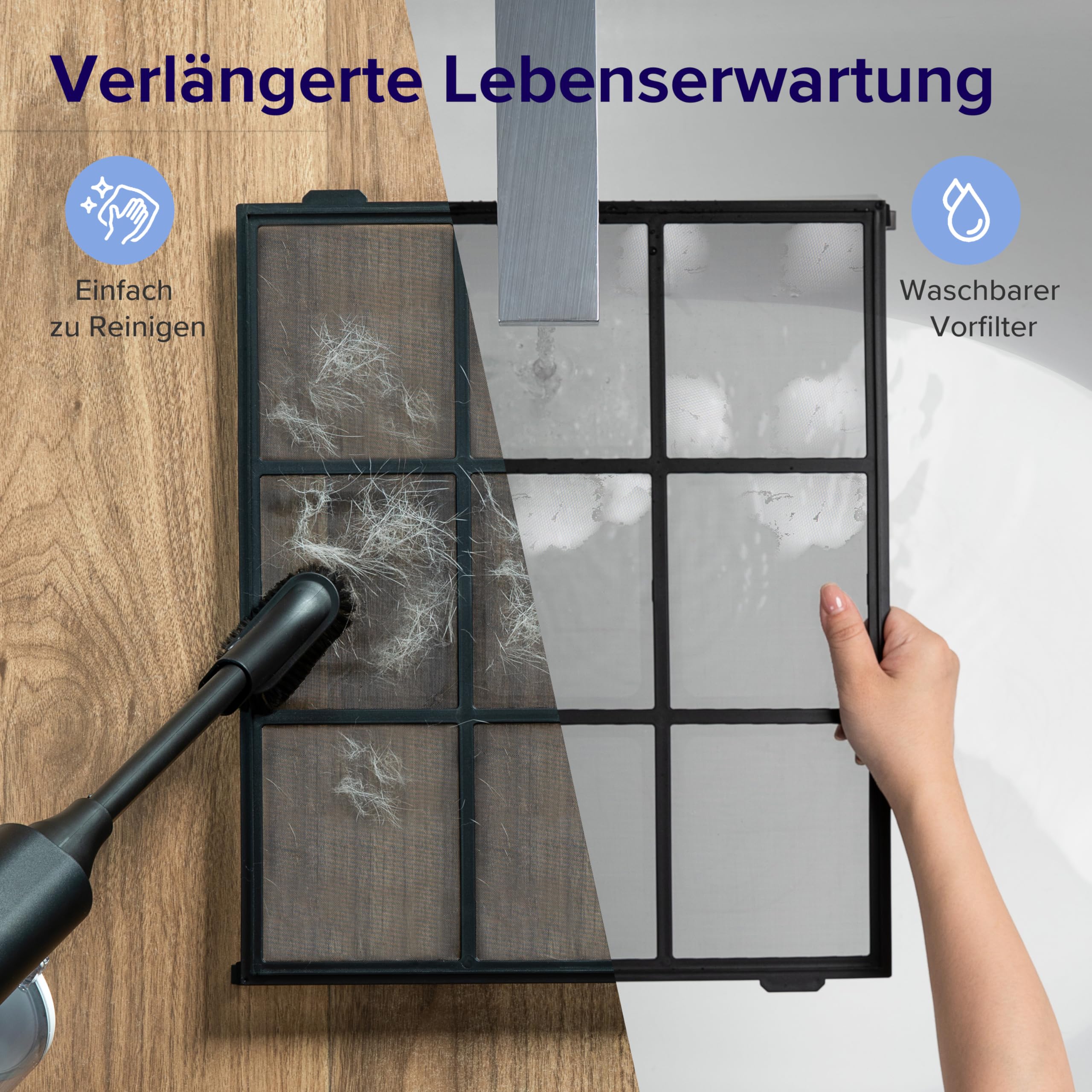 Levoit HEPA Luftreiniger Allergiker mit Tiermodus, bis 87㎡, Weiß/Schwarz | CADR 416m³/h, mit Tiermodus, waschbarer Vorfilter, HEPA Filter gegen Tierhaare, App und Alexa