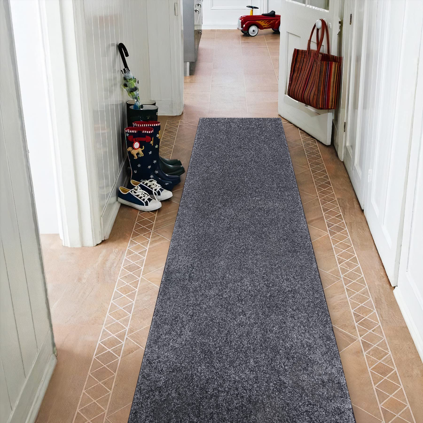Alfombra de pasillo gris Santa FE monocolor de tejido plano 50x150 cm