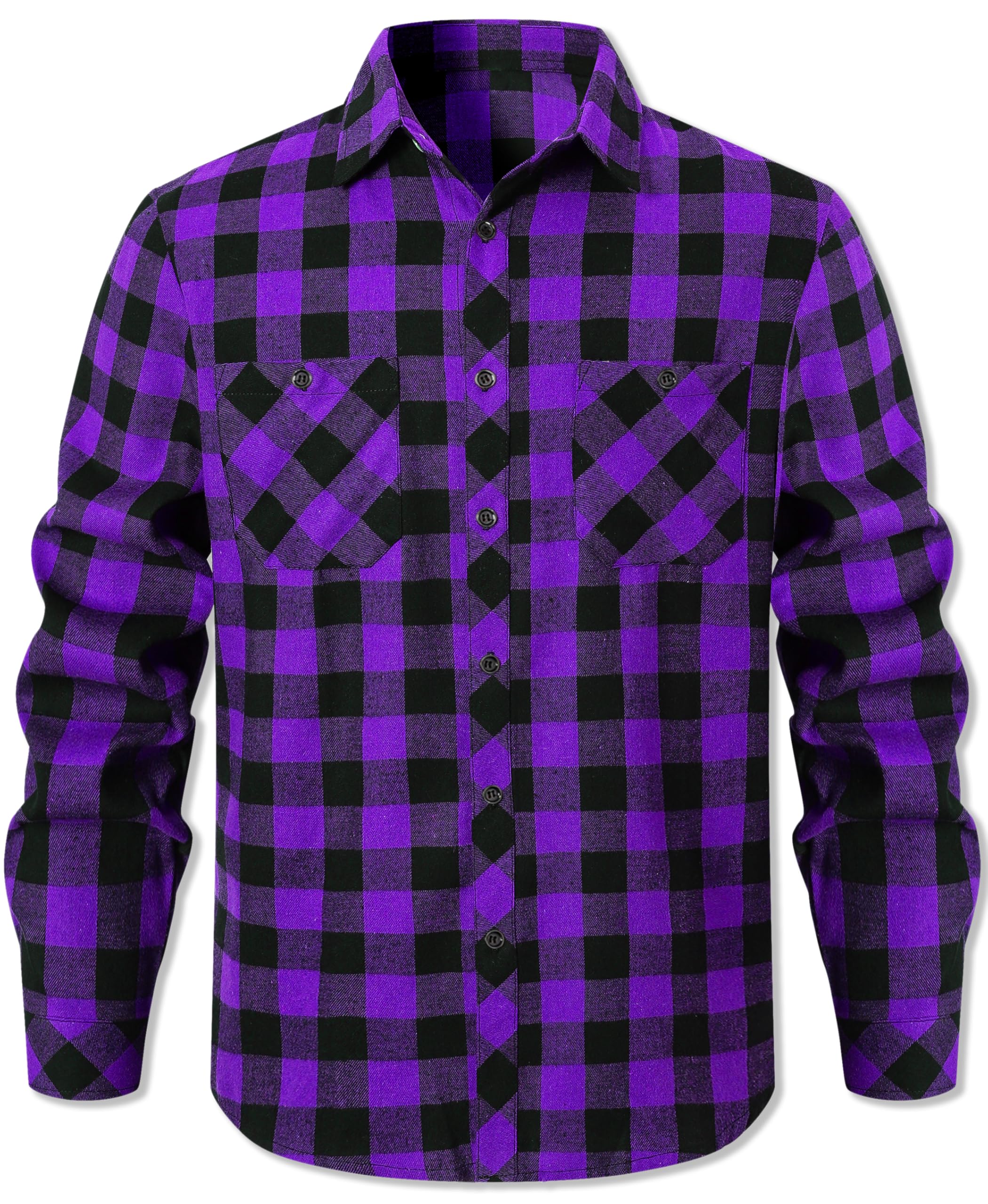 Cromoncent Camisa de Flanela Masculina Estilo Western Xadrez, Manga Comprida, com Bolsos D