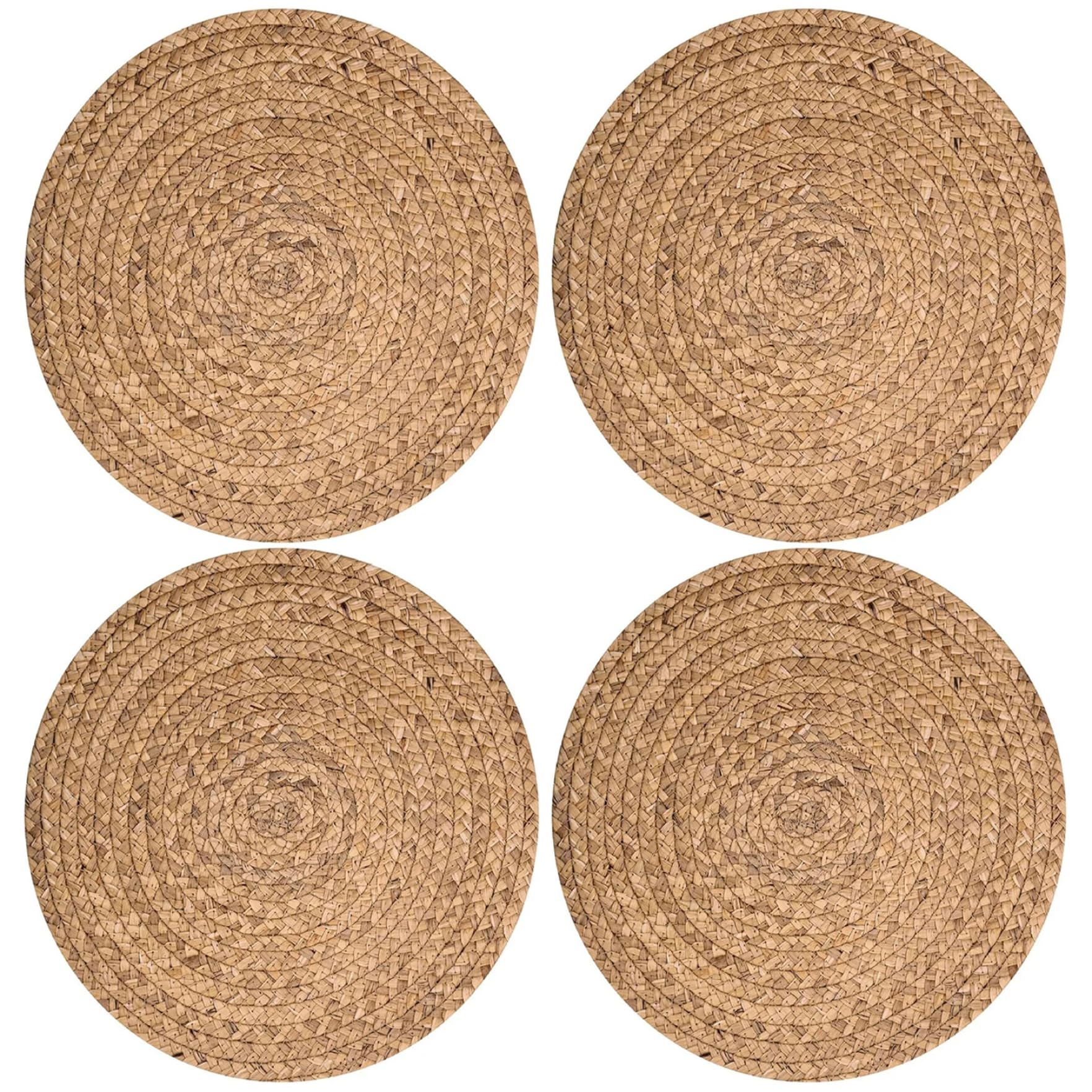 Uanqfegy Rattan Placemats - 4PCS 10" Round Papyrus Woven Table Mats