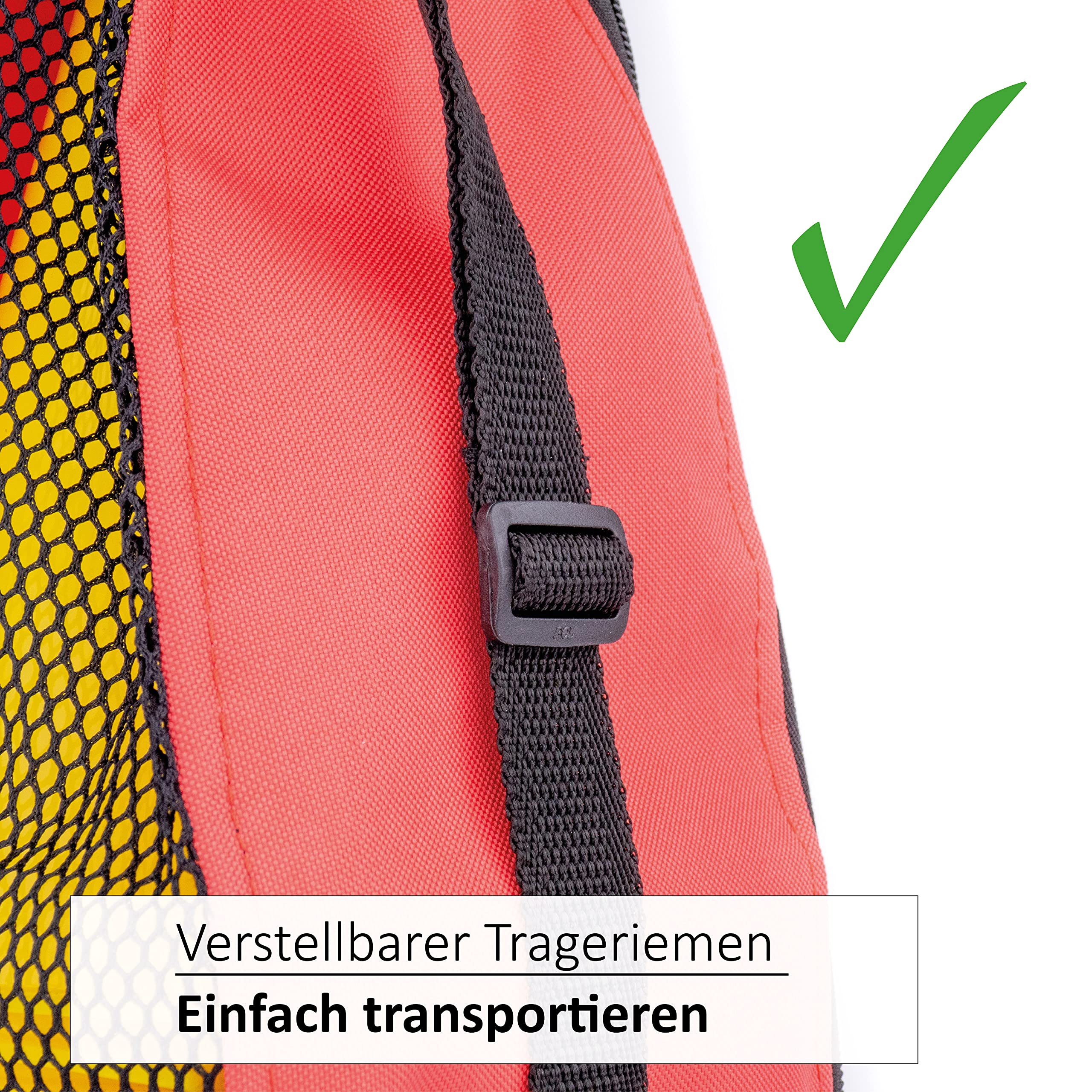 Vinex - 20er Pylonen-Set + Tragetasche, 23cm hoche Sport-Hütchen für Hunde- & Pferdesport, Dualgassen, Training, Markierungskegel für innen & außen, robust & transportabel, Gelb/Blau