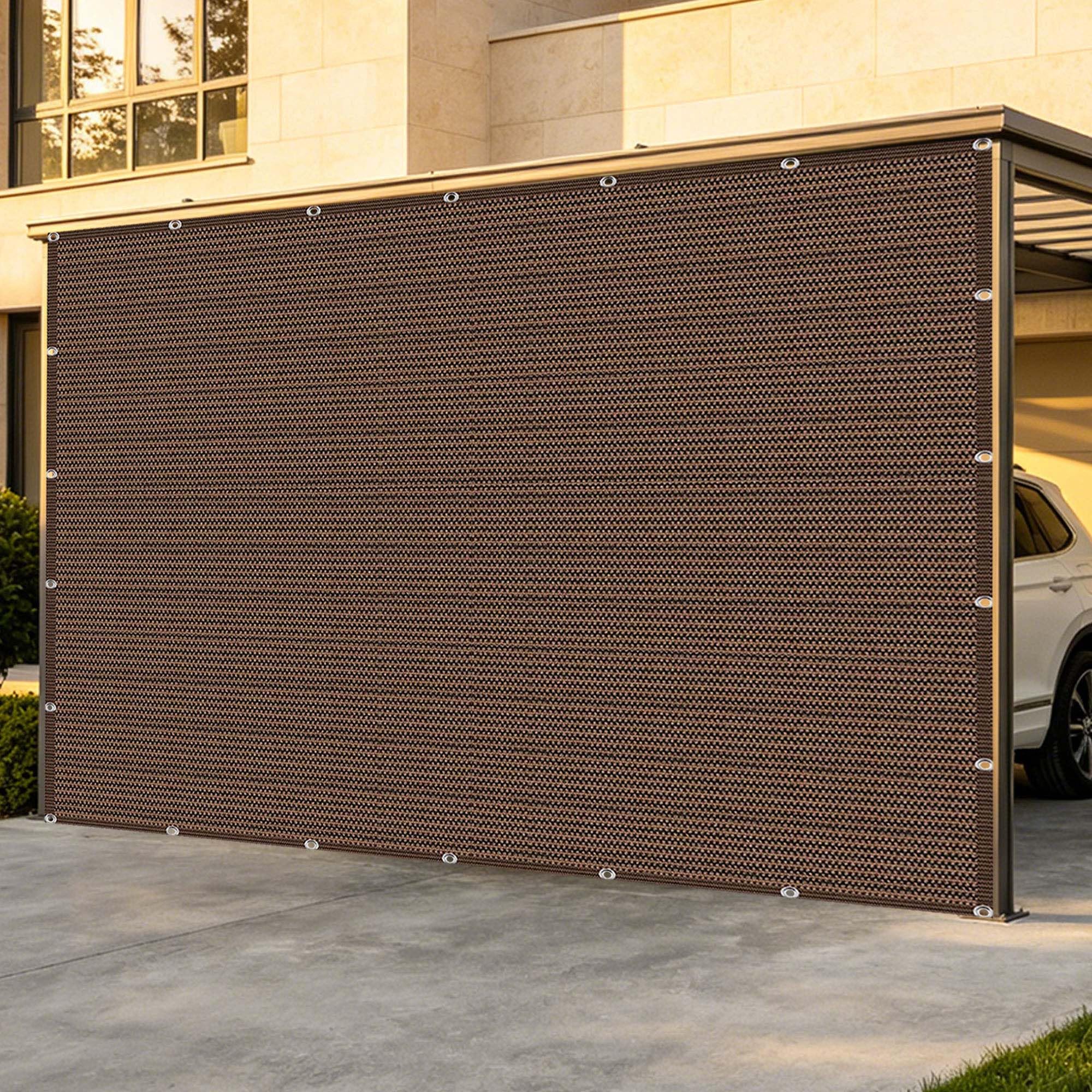 Toile d'ombrage de serres 6x7m marron anti-UV avec œillets pour potager et grande terrasse extérieure