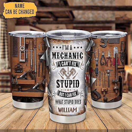 Miniatura 8 de Hyturtle Regalos de mecánico personalizados para hombres  Mecánica tarifa por hora personalizada con nombre personalizado vasos de acero inoxidable