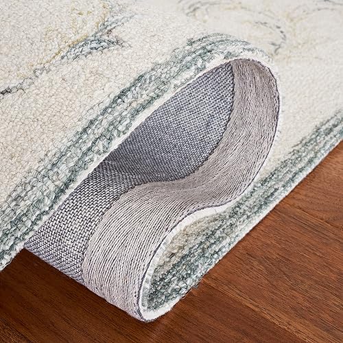 Miniatura 6 de Martha Stewart Collection by Safavieh MSR4650A - Alfombra de lana floral francesa hecha a mano de 8 x 10 pies, color marfilsalvia