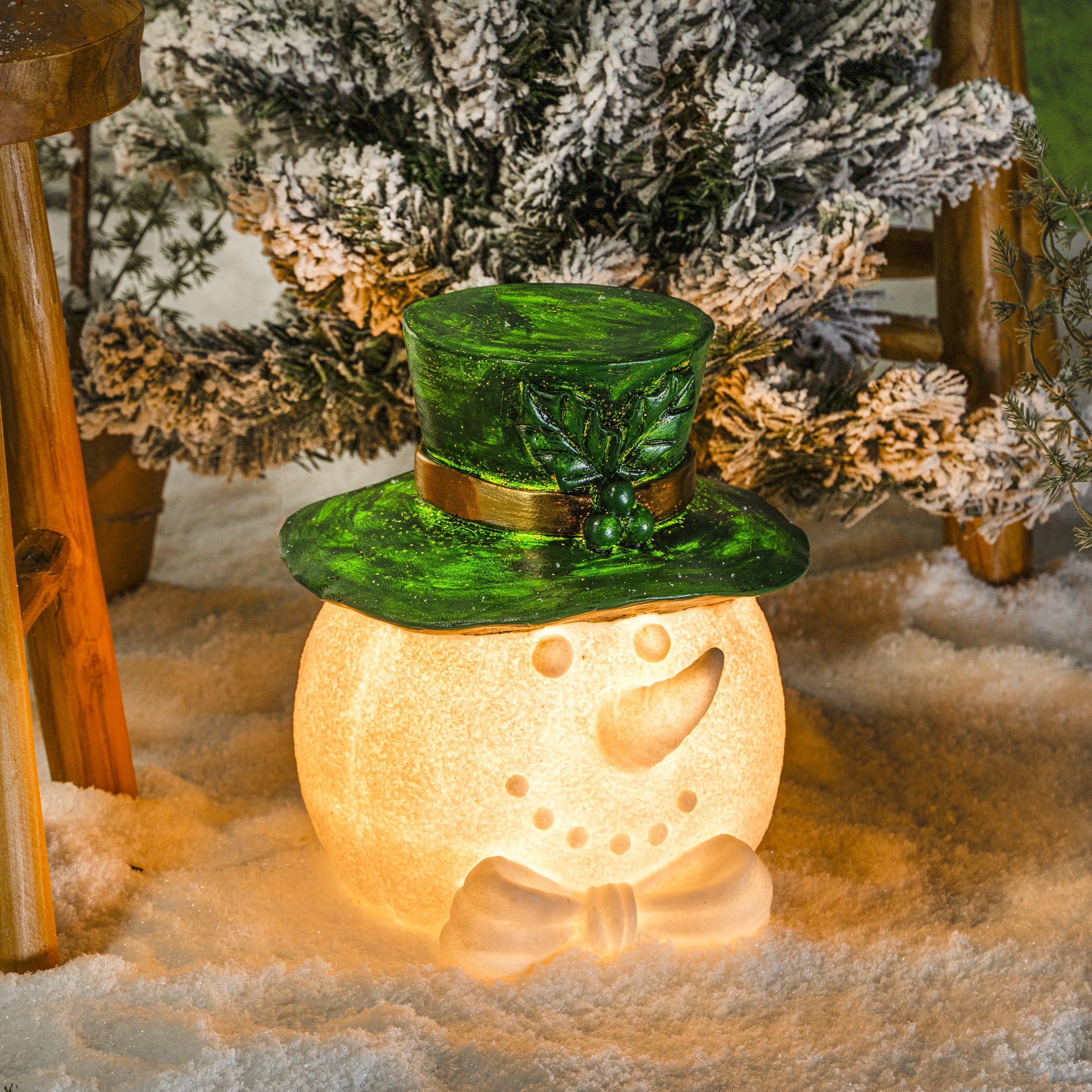 Esotec Solar Weihnachtsdeko Gartenfigur außen LED Schneemann Toni 102684 | Solar Schneemann Ø26x29cm, Warm-/Kaltweiß, 2700/5500K, bis 10 Std, 1,5m Kabel, externes Solarmodul, wechselbarer Akku, IP44