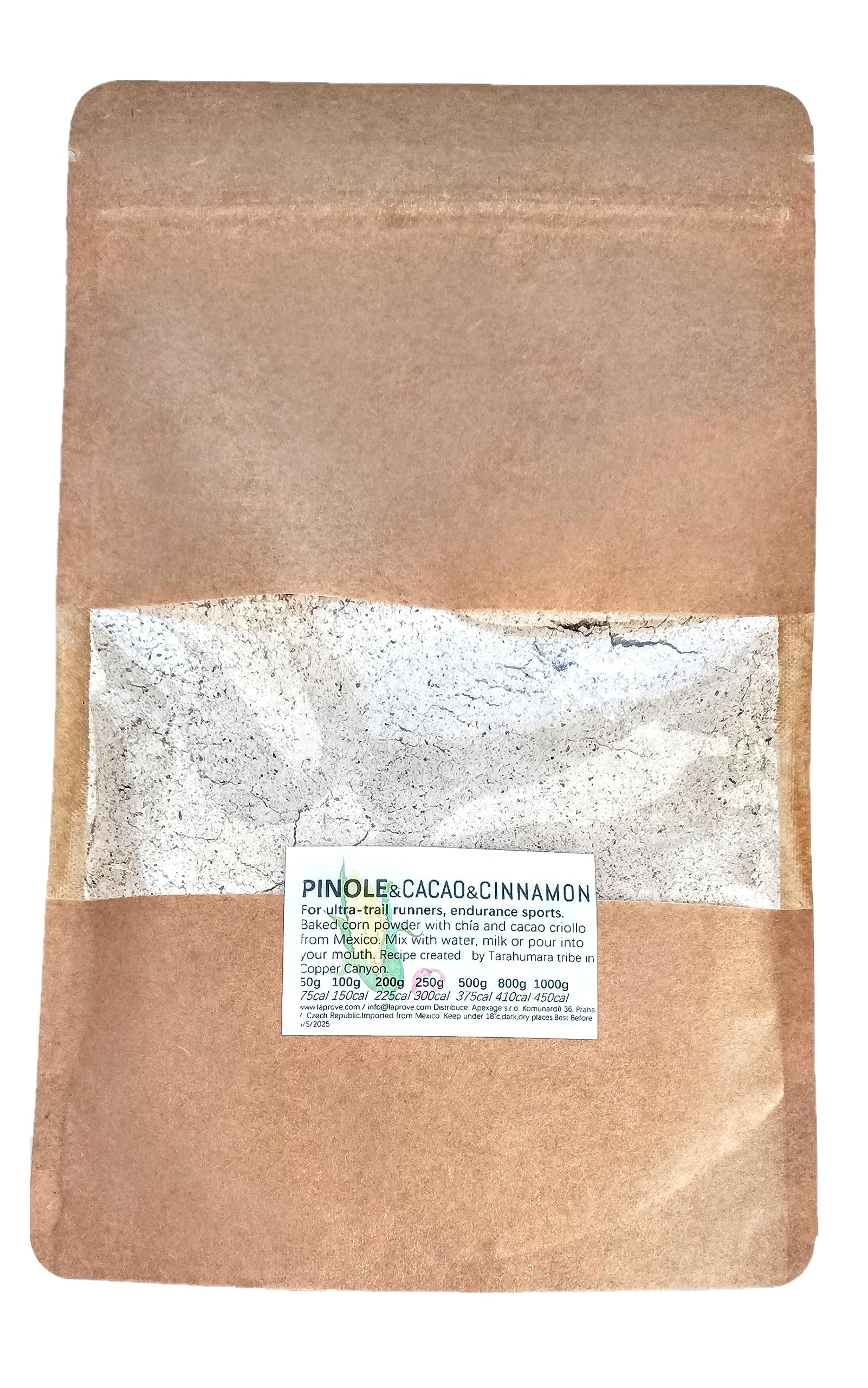 Pinole con cacao y canela para corredores de larga distancia y ultratrail de México 250g