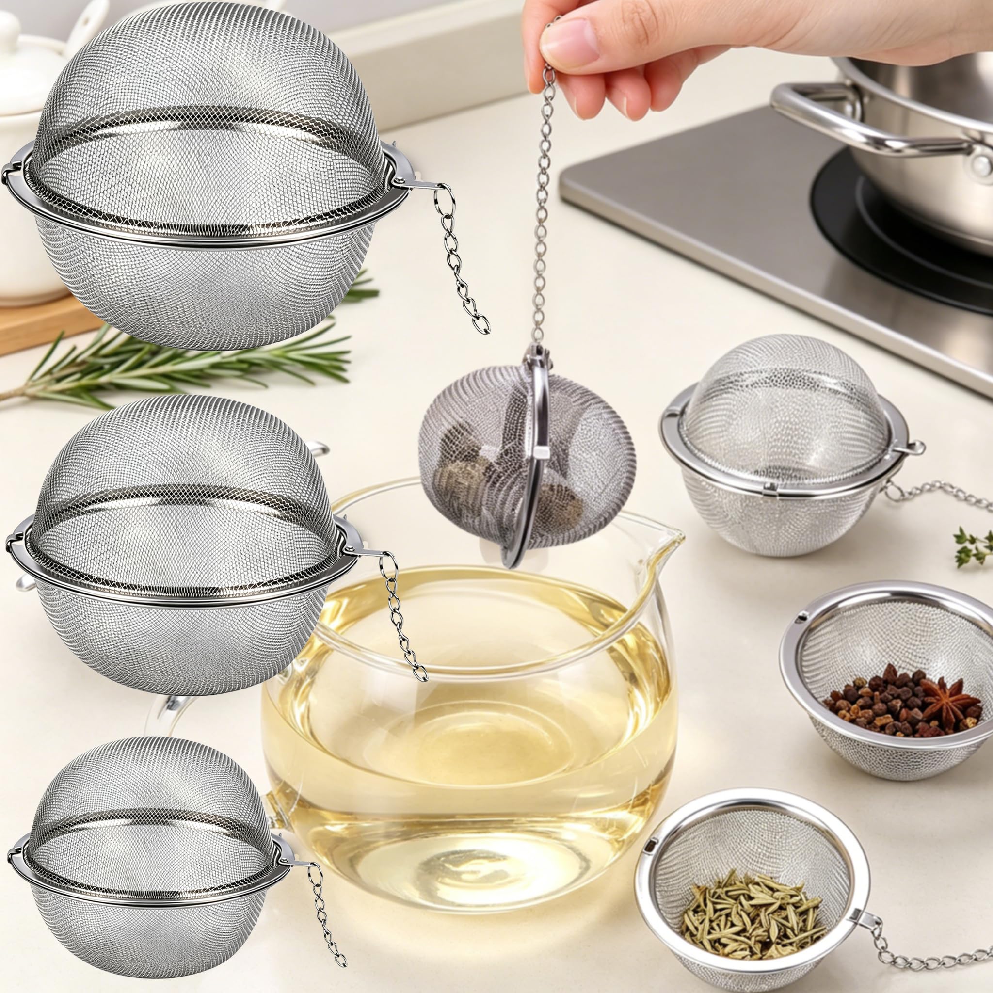 Conjunto de 3 bolas de infusor de chá para infusor de chá para temperos de folhas soltas,
