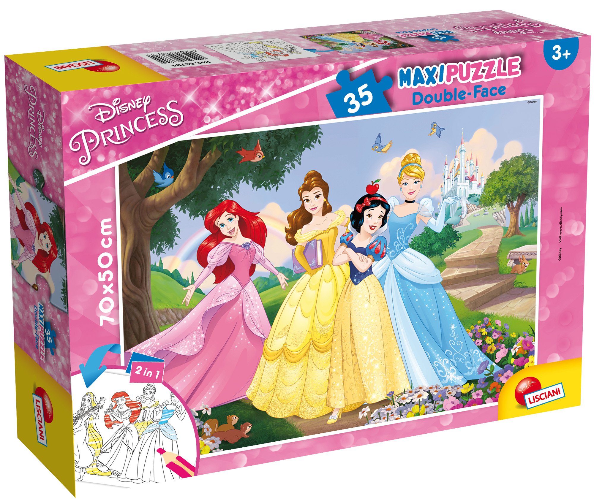 Maxi Puzzle Disney Princesses 35 pièces 2 en 1 Double Face avec dos à colorier
