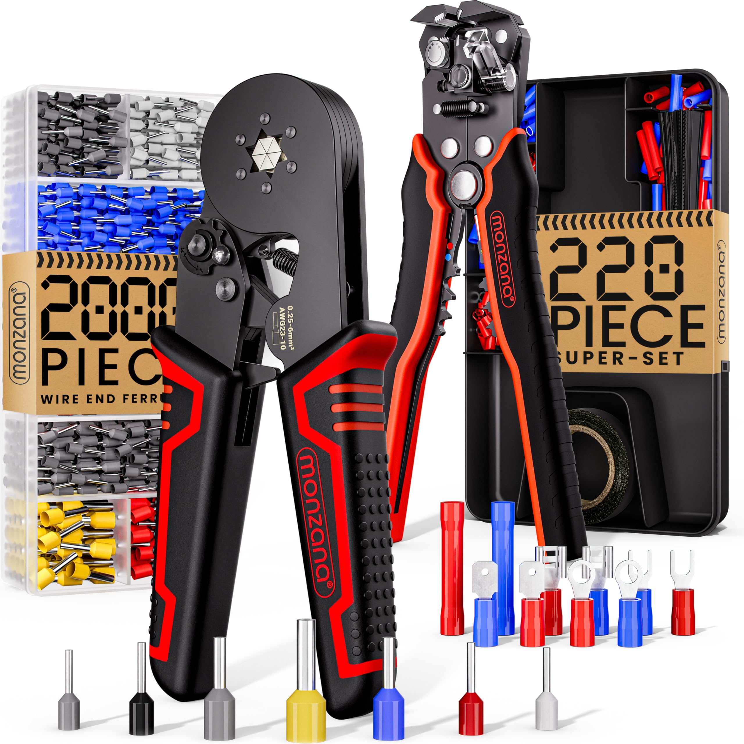 Monzana® Hexagonal Crimping Pliers + Wire Stripper