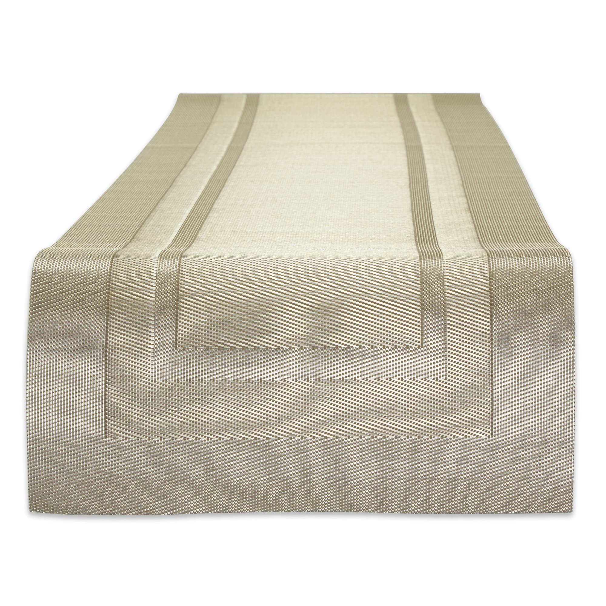 DII PVC Tabletop Collection Woven Indoor/Outdoor, Table Runner, 14x72, Champagne