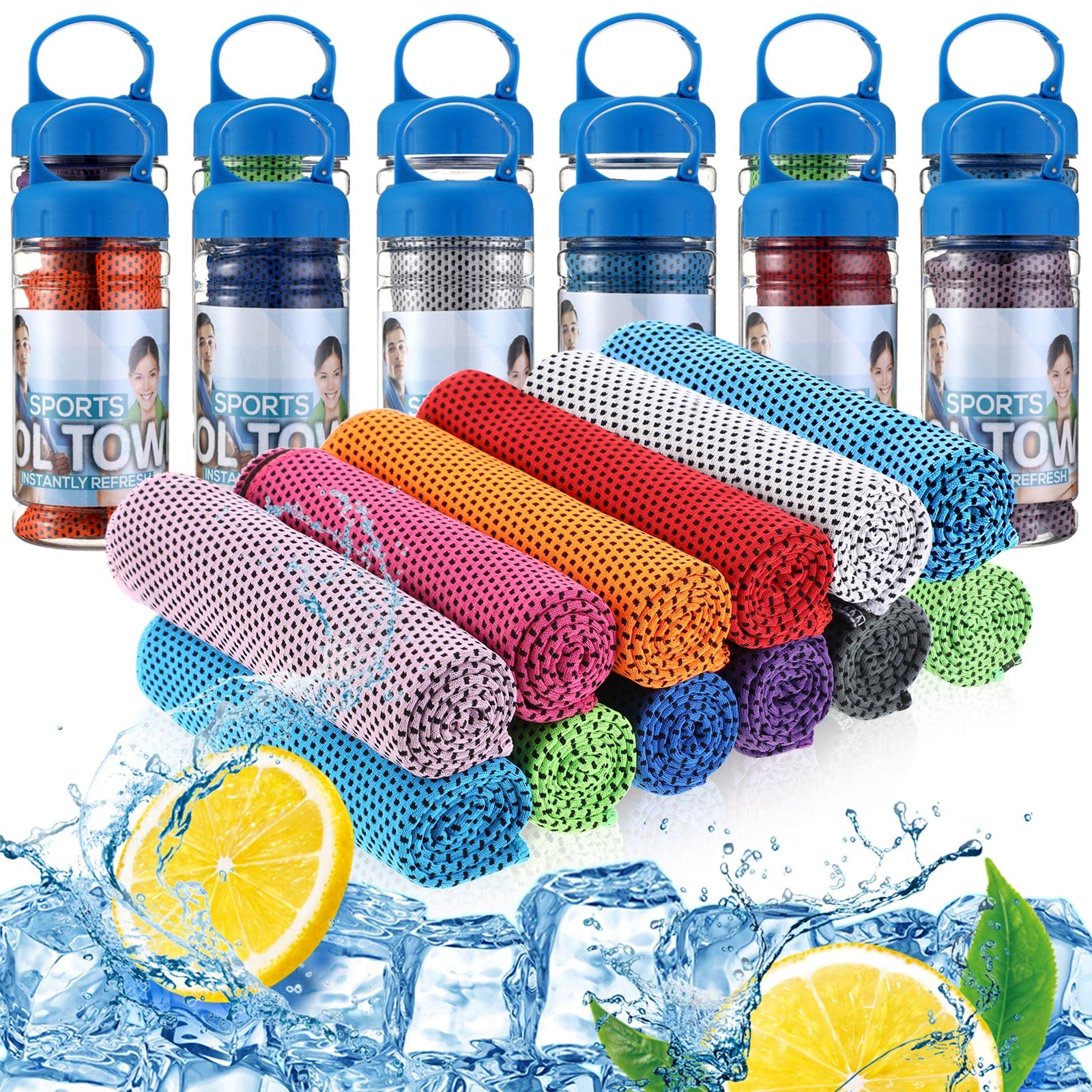 12 Pack 32 x 12 in Cooling Towels Bulk for Neck and Face Microfiber Ice Towel Sweat Towels Breathable Soft Chilly Towel Portable Cool Neck Rags for
