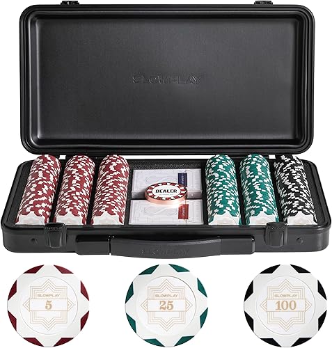 Miniatura 12 de SLOWPLAY Nash - Juego de fichas de póquer de arcilla de 0.49 oz para Texas Hold'em, 300 unidades [fichas en blanco - edición oro negro] cuenta