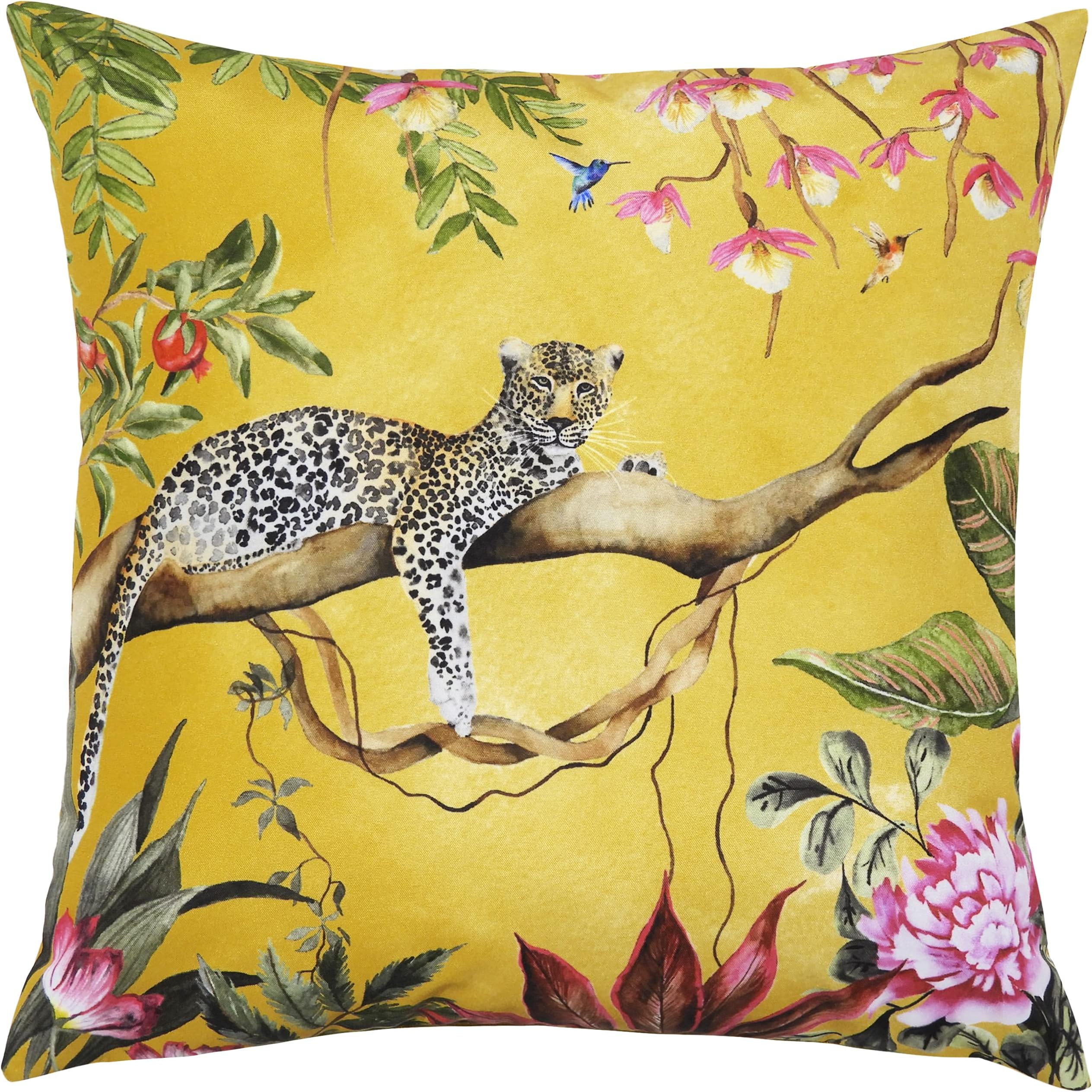 Evans Lichfield Leopard Outdoor Cushion Cover, Gold, 43 x 43cm