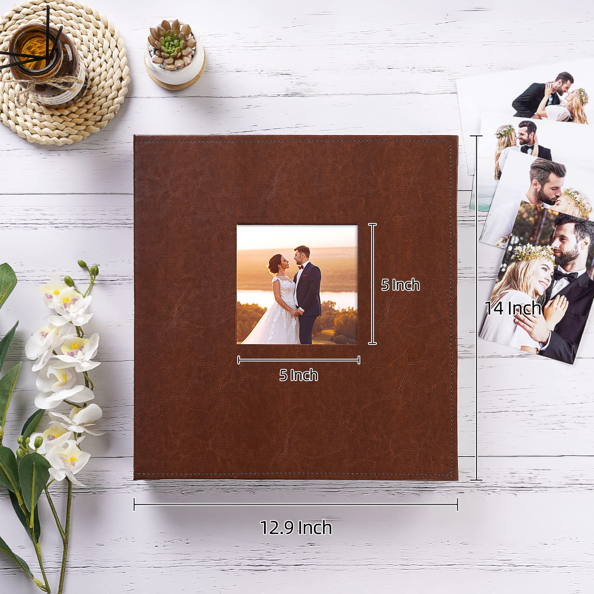 RECUTMS Album Photo De 10 X 15 Cm Avec Couverture En Cuir De Grande Capacité, Pages Noires, Pages Horizontales Et Verticales De 10 X 15 Cm, Album Photo De Famille, Bébé (marron