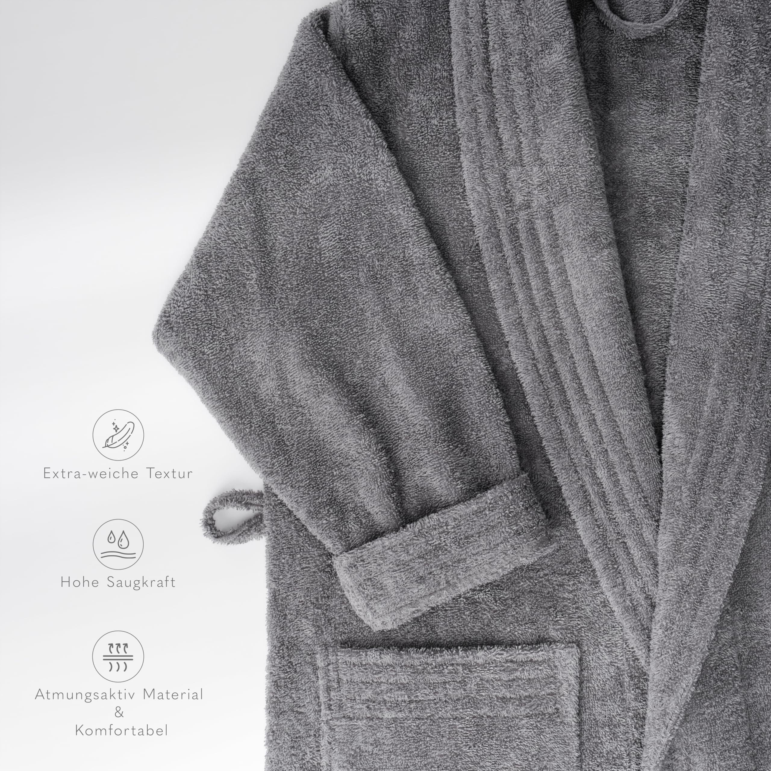 Hammetex Peignoir Homme 100% Coton – Peignoir Éponge Doux 380 g/m² avec Poches pour la Maison