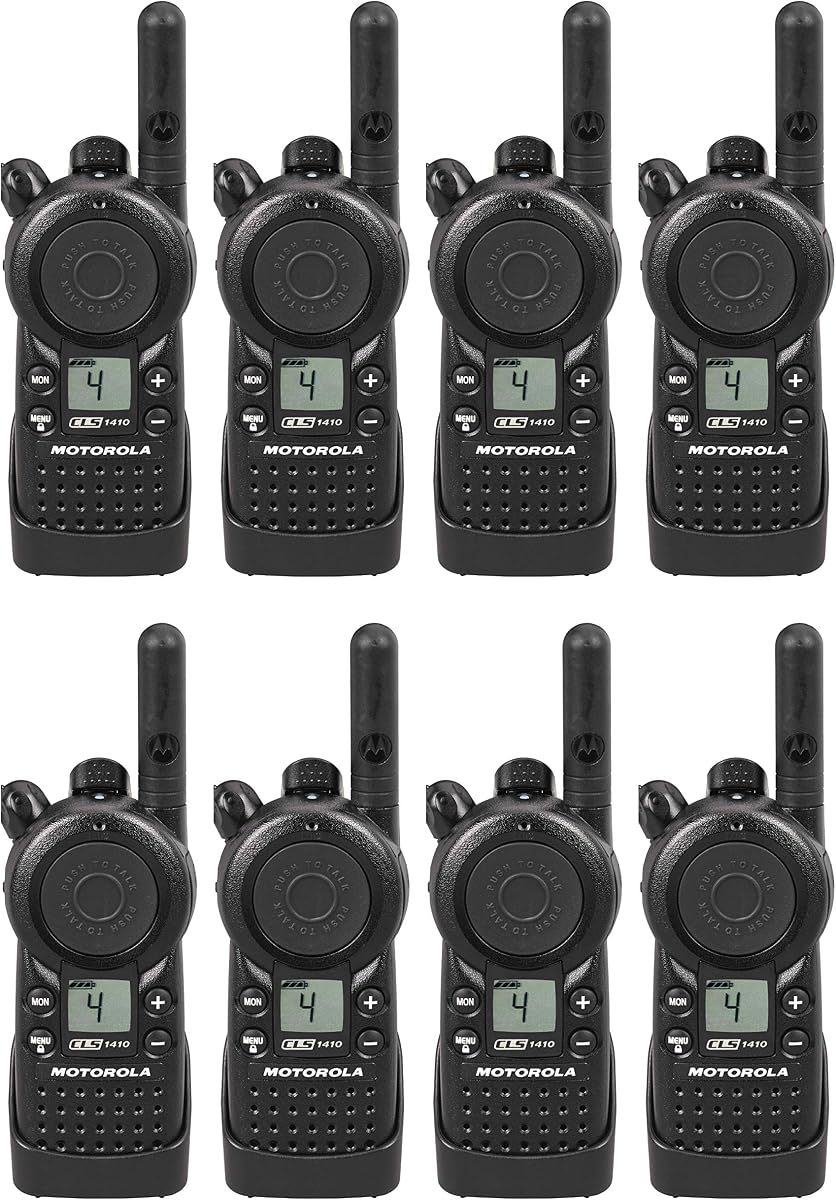 Paquete de 8 walkie talkies de radio bidireccional Motorola CLS1410